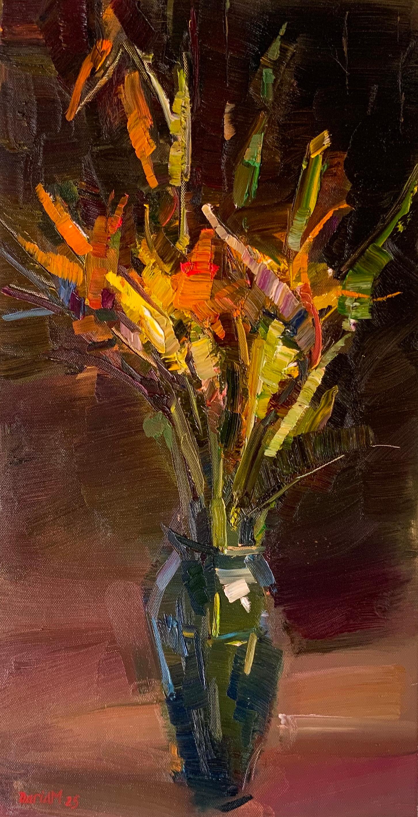 Daria Molostnova Still-Life Painting - Bird of Paradise in Dusk - Hawaiian Still Life, Tropical Flower, American Artist