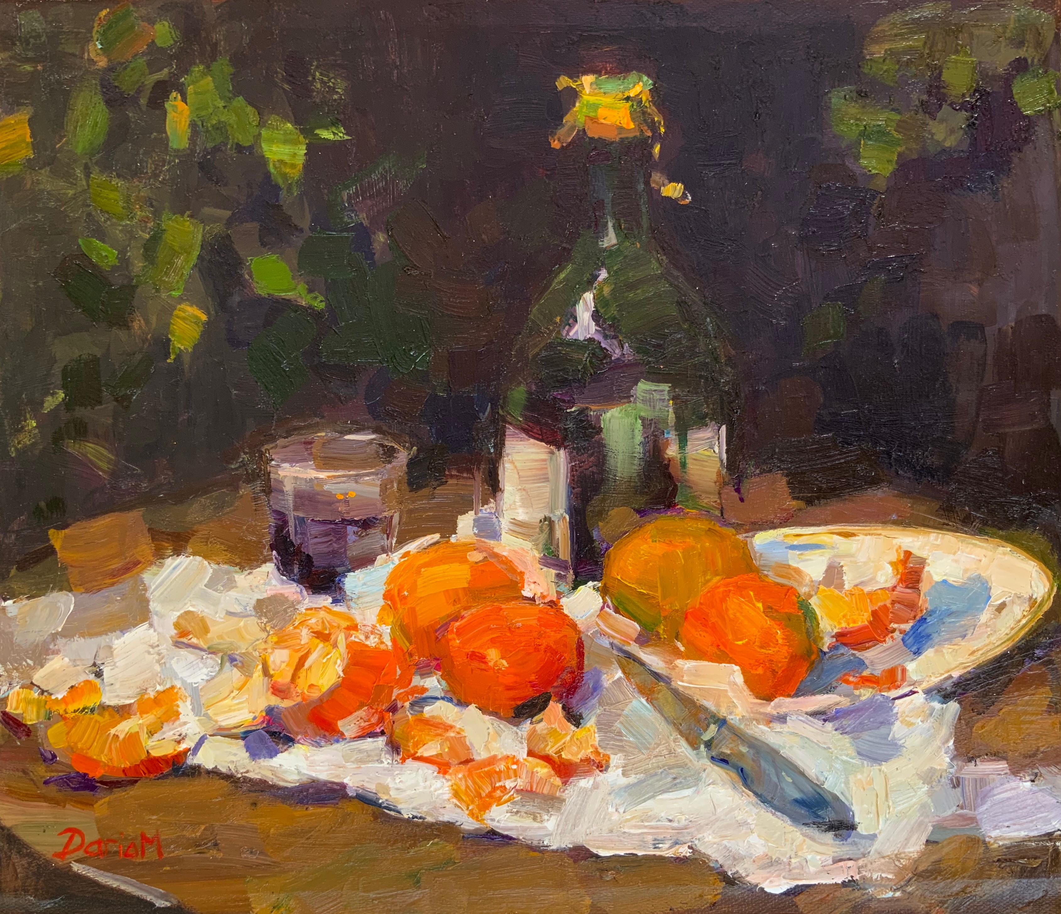 Daria Molostnova Still-Life Painting – Bountiful Table. Sonnenlicht-Stillleben, Mandarinen, Zitrusfrüchte, Impressionismus