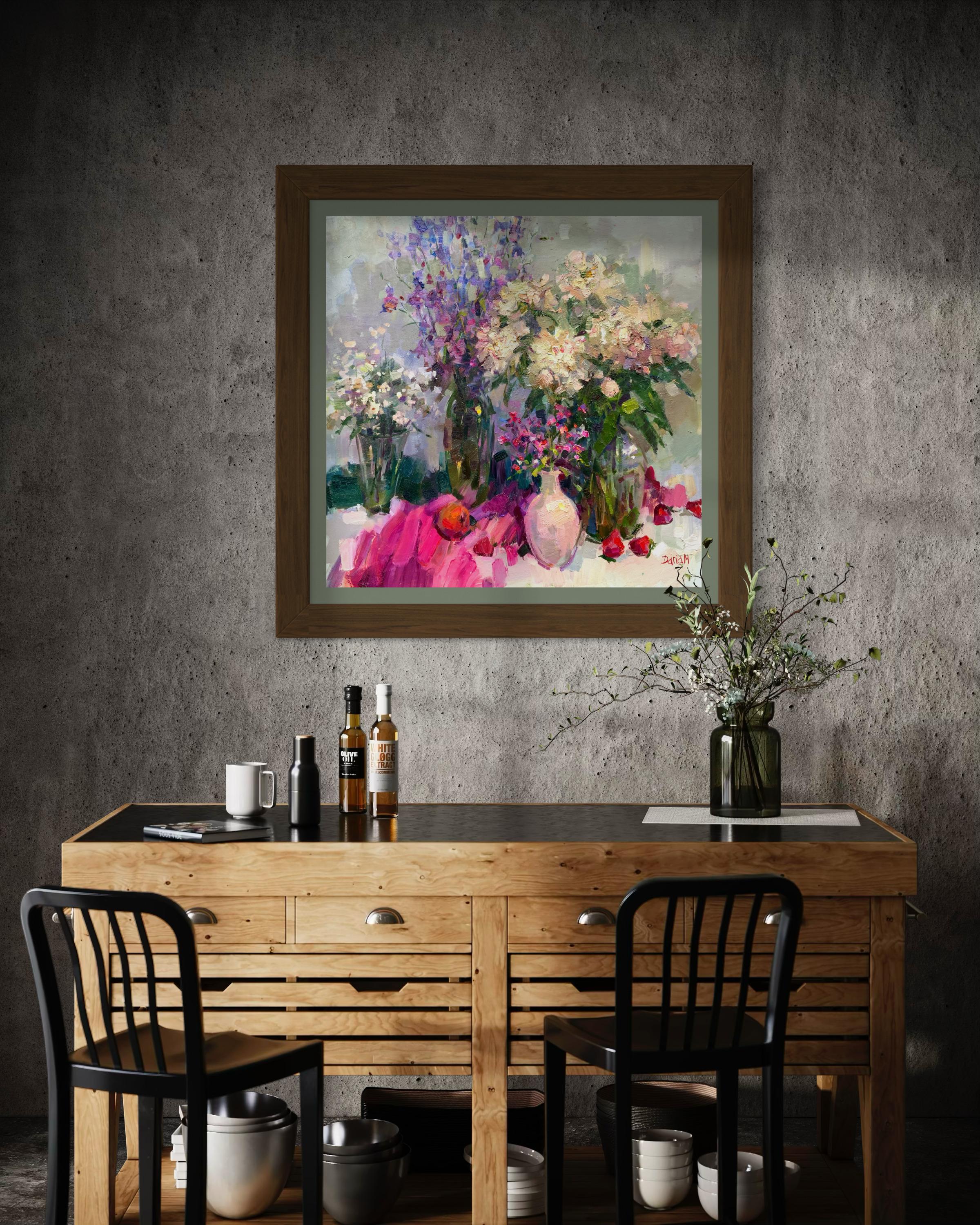 Ramos y Fresas. Peonías, pieza interior,  Artista estadounidense en venta 6