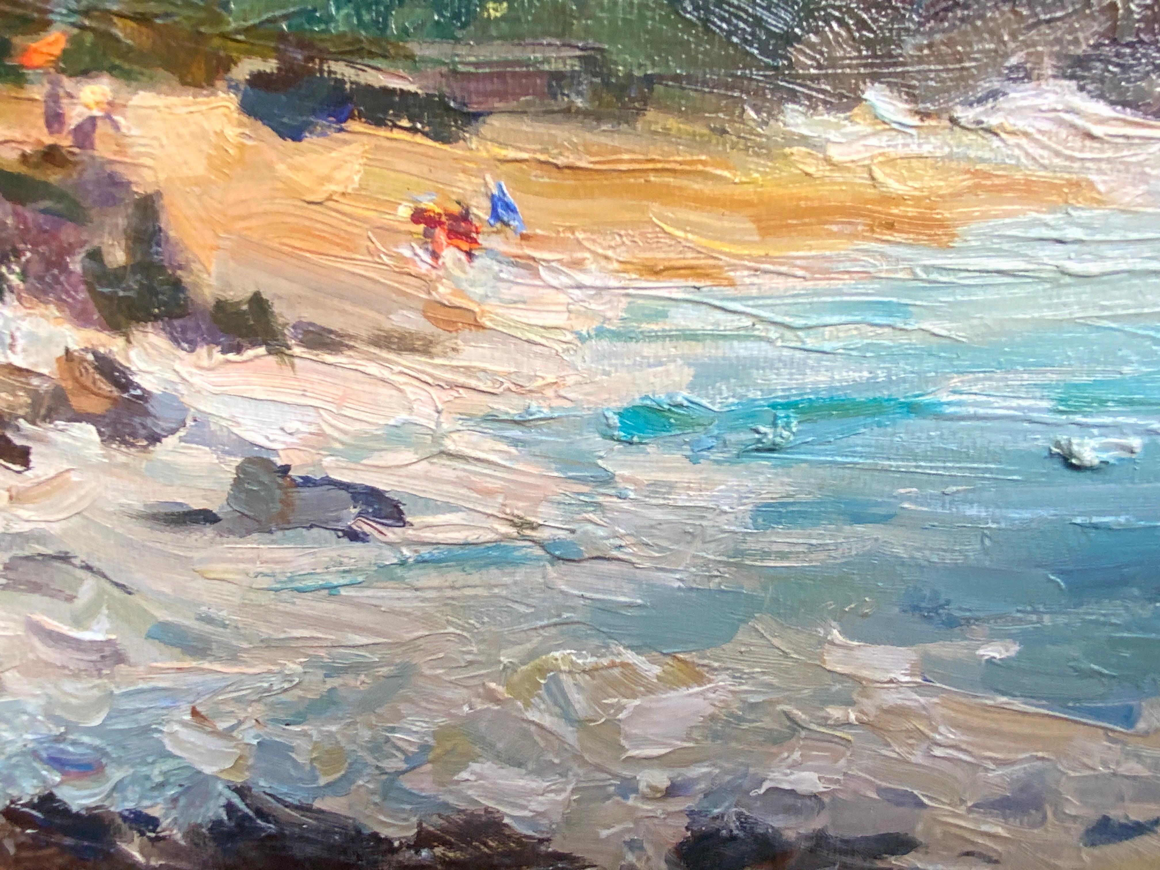 Día en la playa. Paisaje de Hawai, Costa Norte de Oahu, Playa de las Tres Mesas, puesta de sol en venta 2