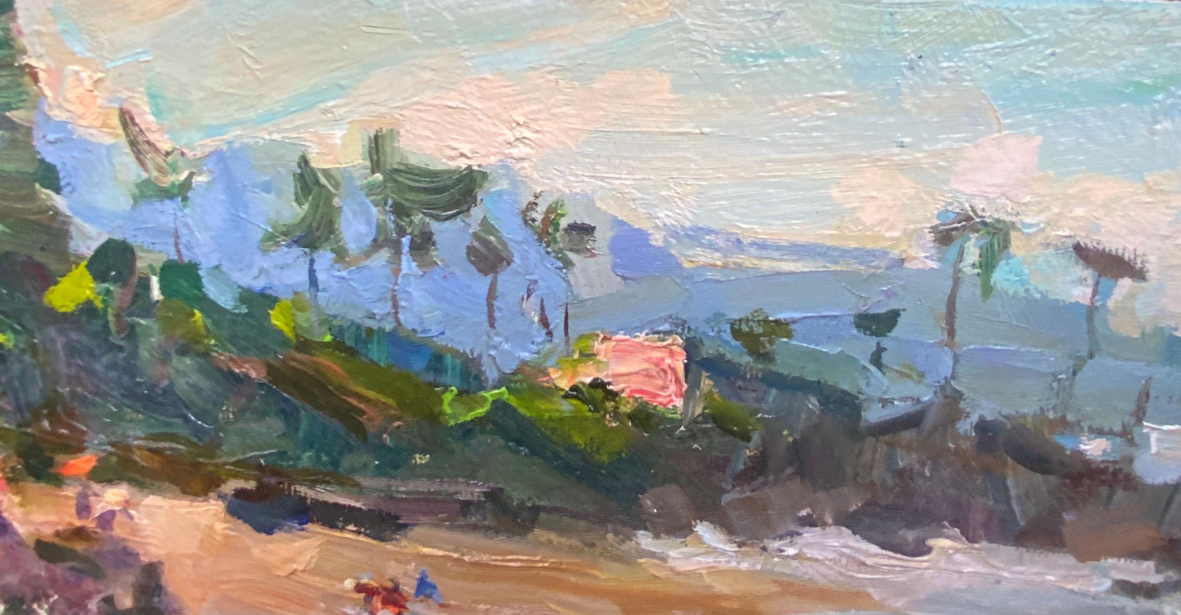 Día en la playa. Paisaje de Hawai, Costa Norte de Oahu, Playa de las Tres Mesas, puesta de sol en venta 3