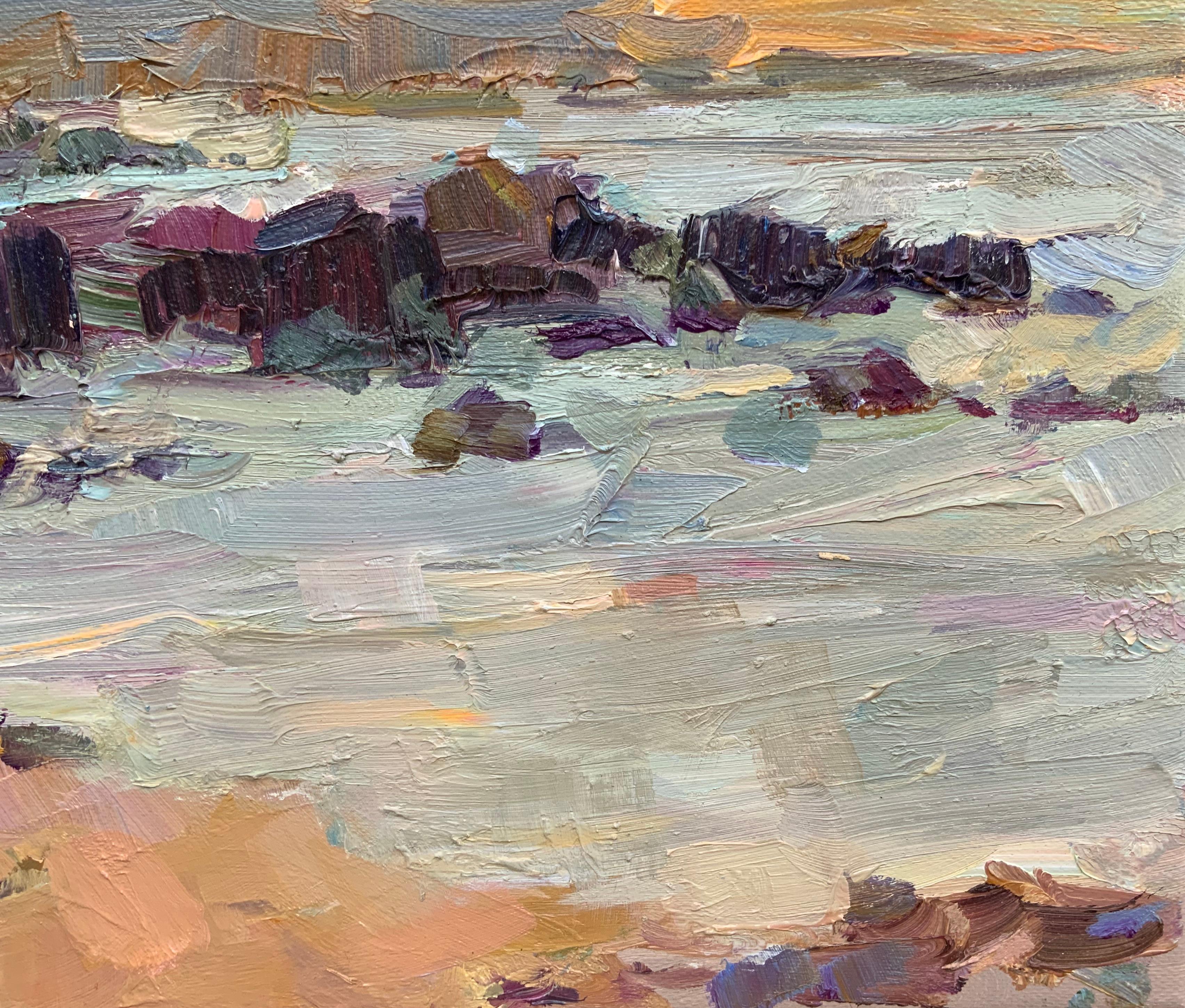Das Ende des Tages (Braun), Landscape Painting, von Daria Molostnova