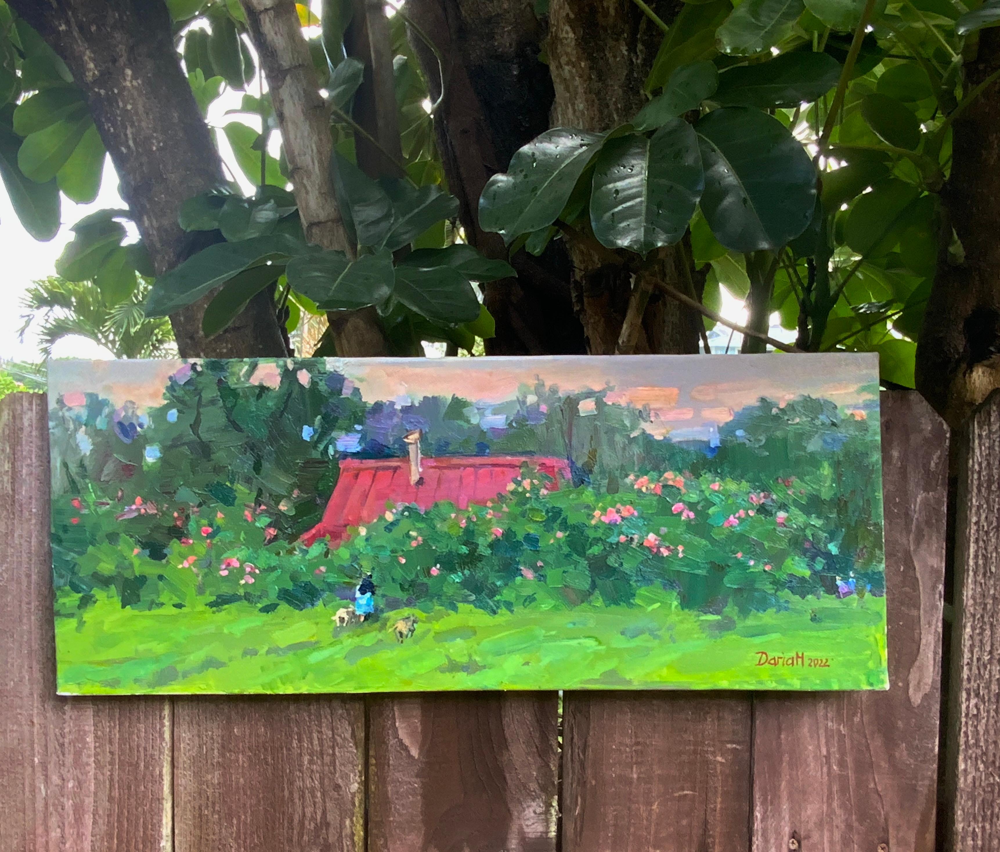 Evening in the Flowering Garden - Painting by Daria Molostnova