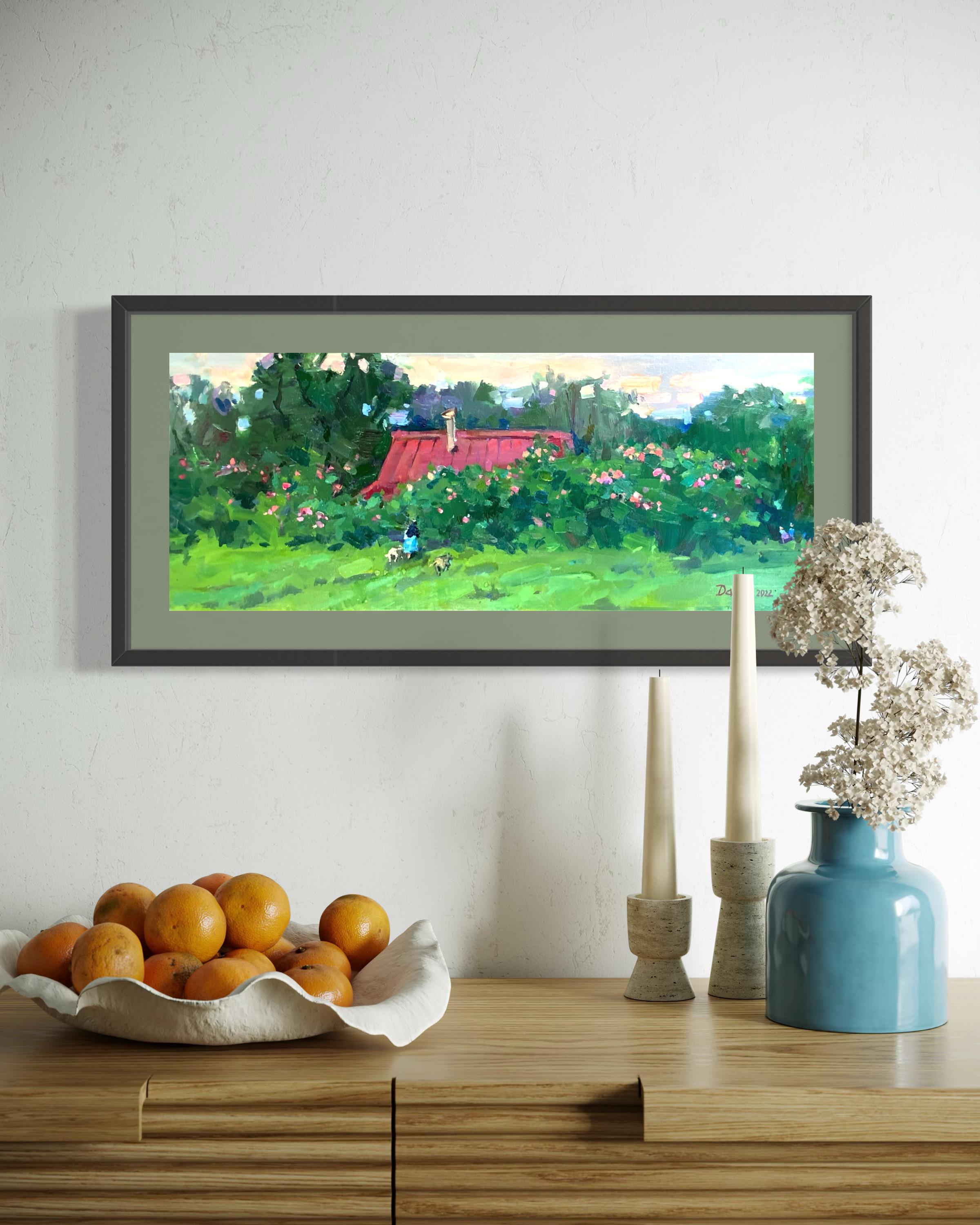 Abend im blühenden Garten. Sonnenuntergänge im Angebot 11