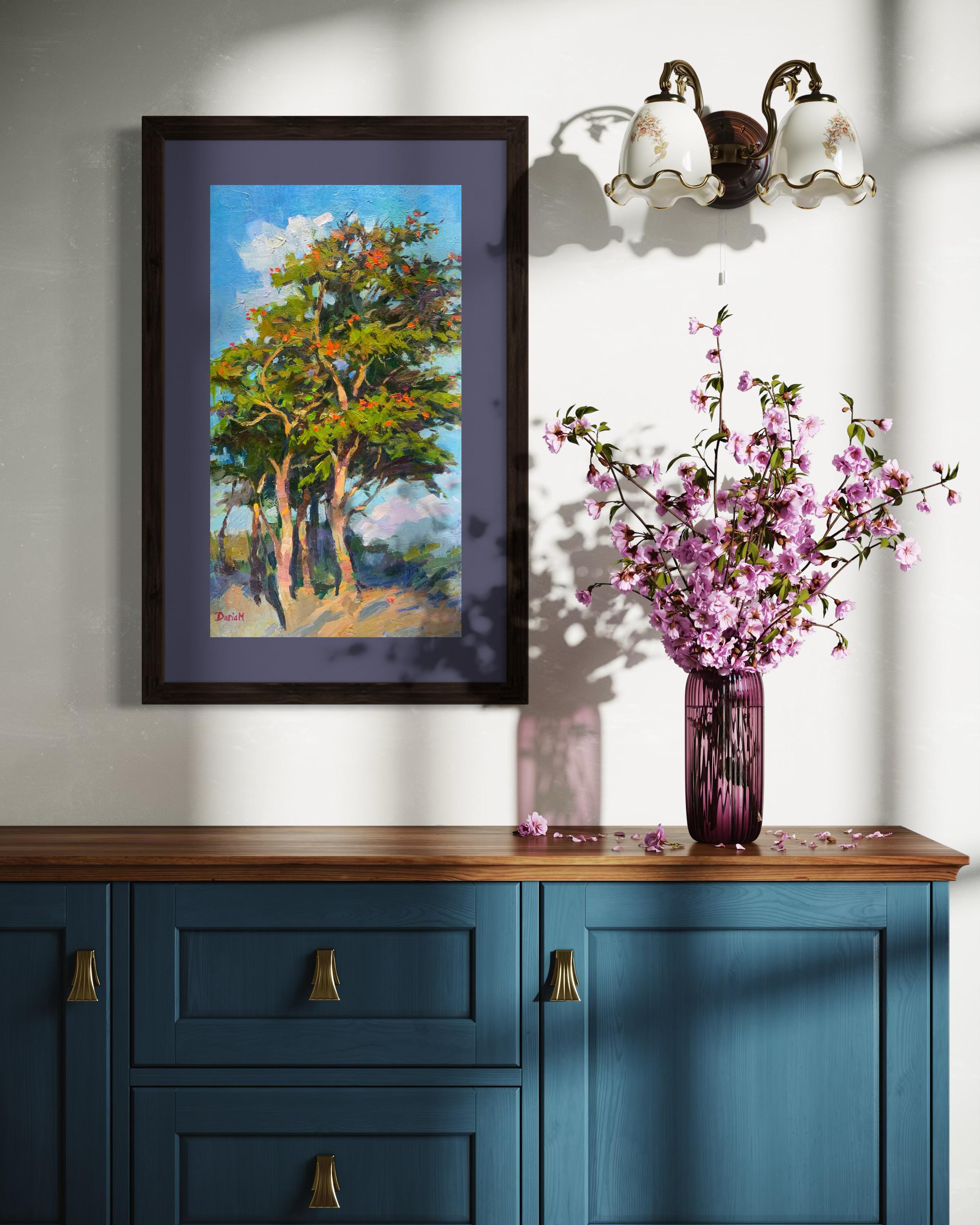 Blühender Baum. Afrikanischer Tulpenbaum im Angebot 9