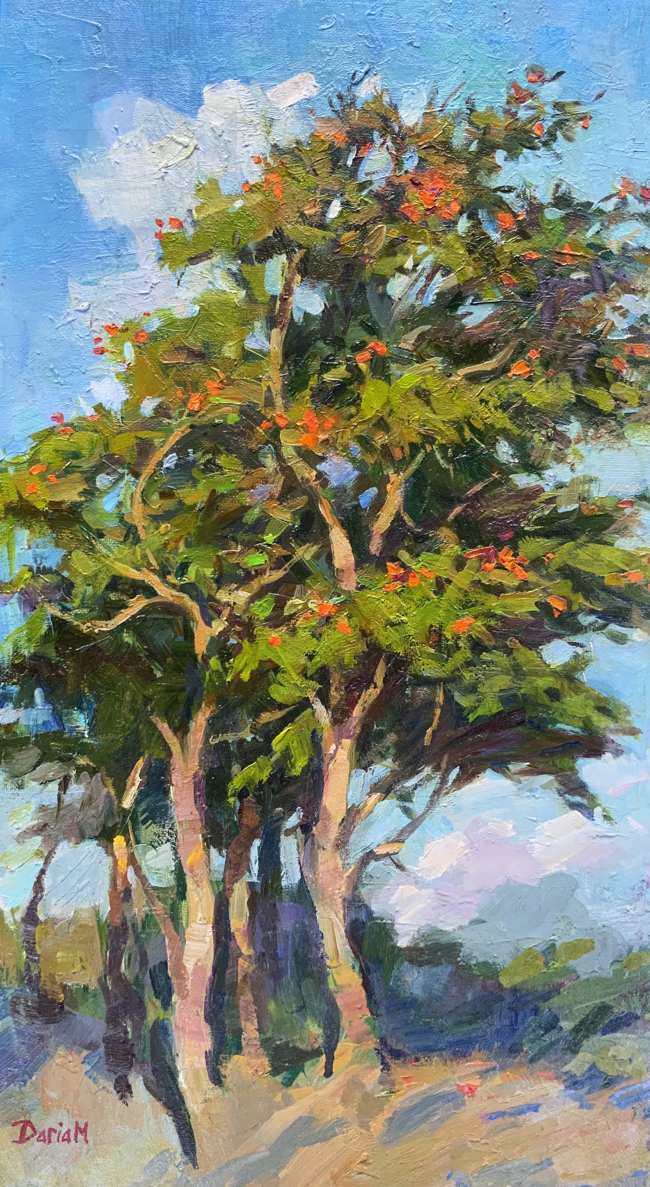 Flowering Tree. African Tulip Tree - Post-Impressionist Painting by Daria Molostnova