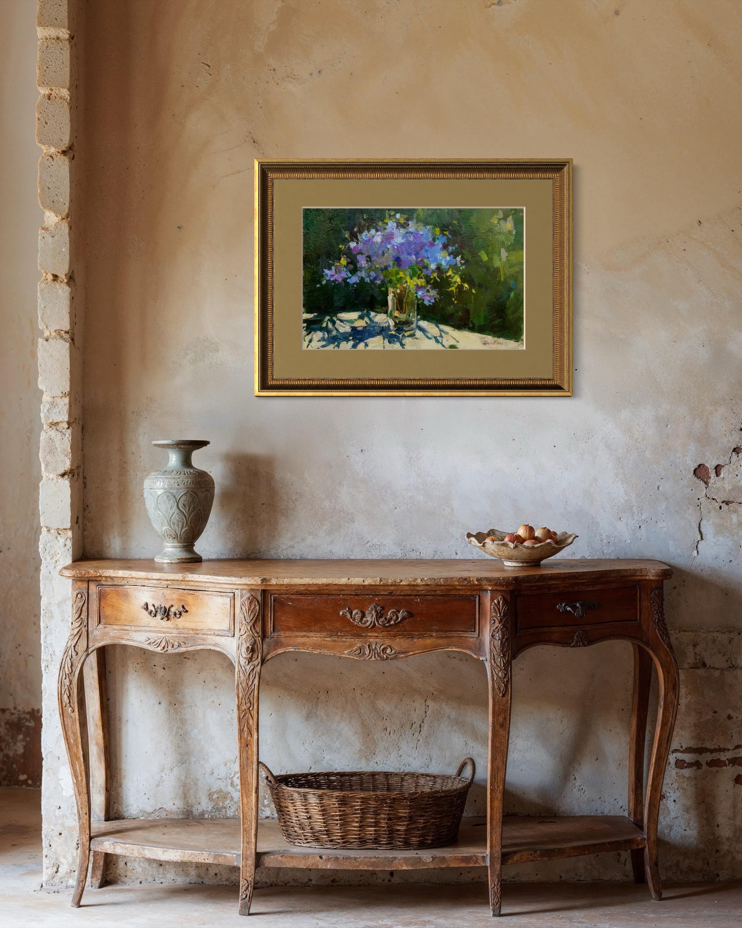 Hawaii, tropical flowers, Plumbago, blue flower painting, floral art, garden still life, plein air, American art

Painted from life in Hawaii, this work shows a bouquet of delicate blue Plumbago flowers — one of the island’s most recognizable