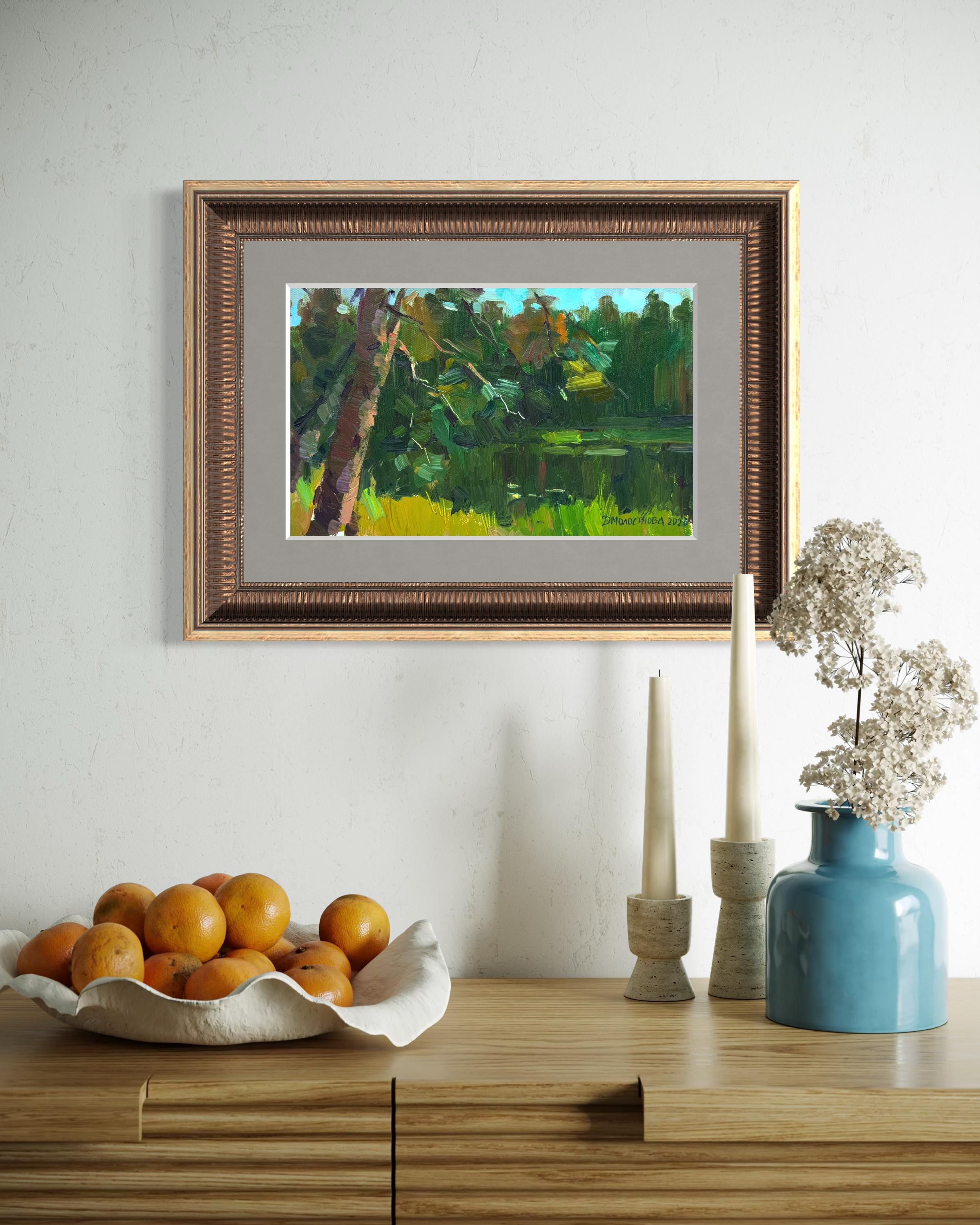 Lac de la Forêt - Contemporain Painting par Daria Molostnova