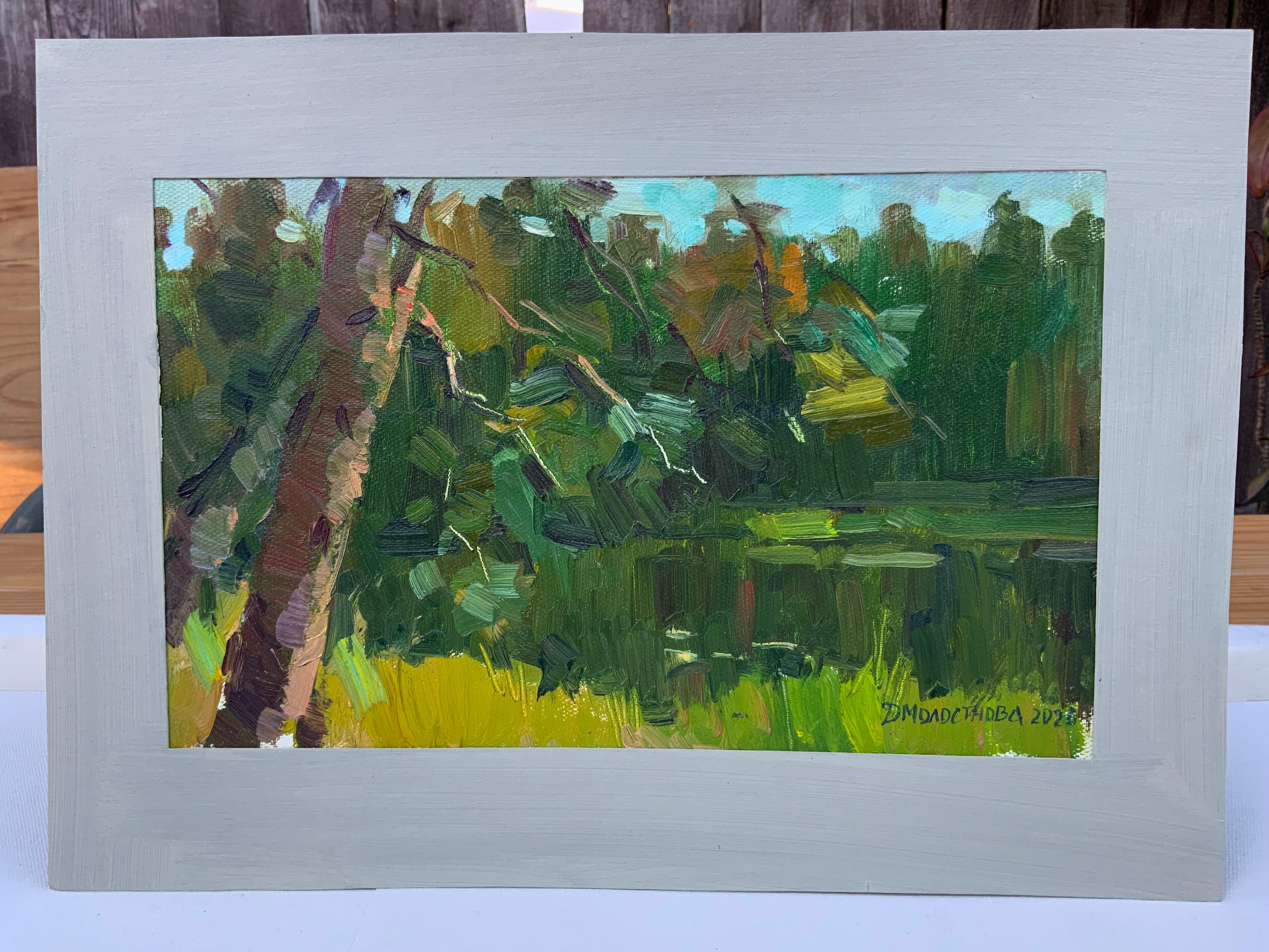 Lac de la Forêt - Noir Landscape Painting par Daria Molostnova