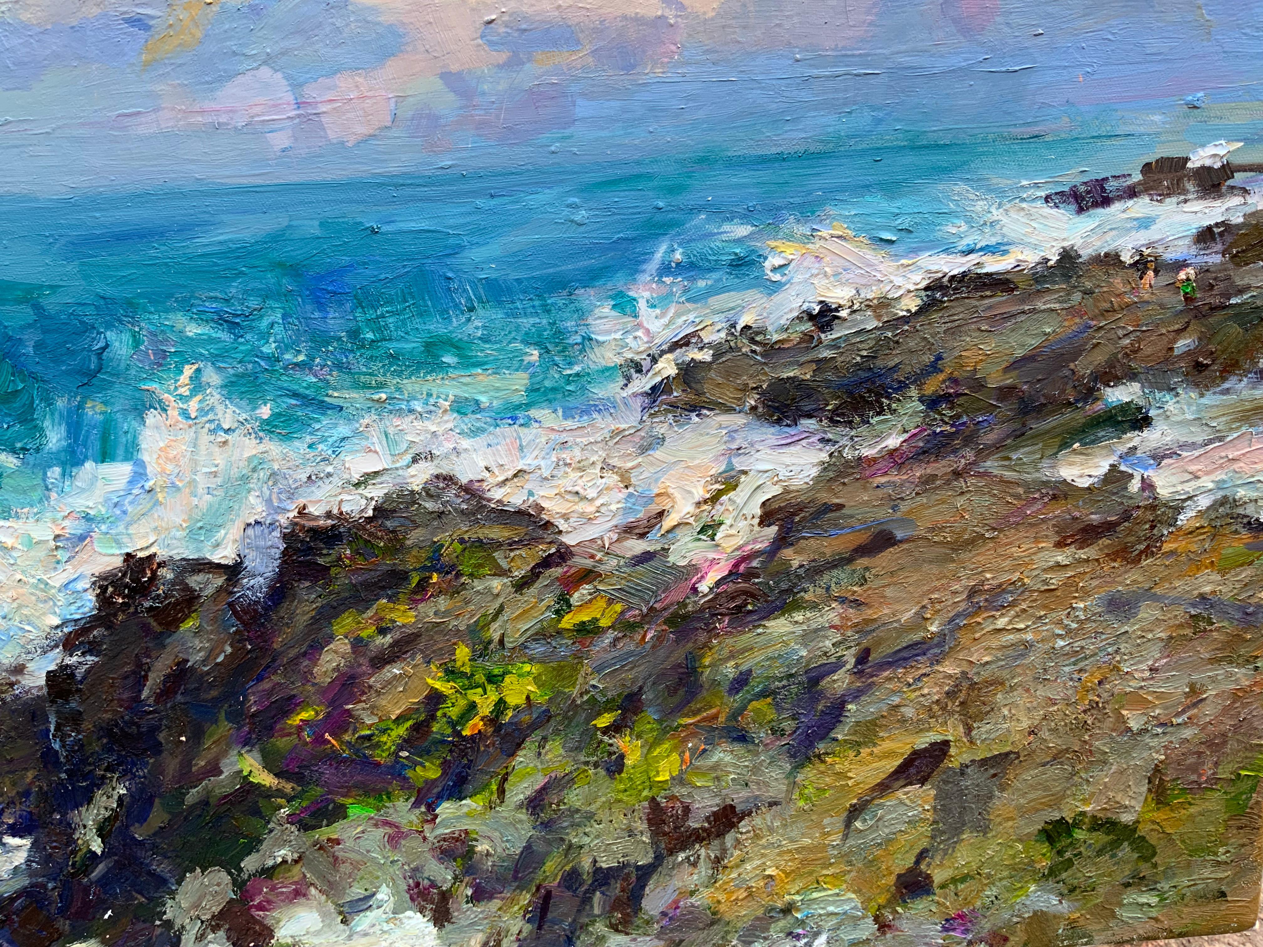 Hawaii. Ocean, storm, sunset, contrast, American artist, plein air For Sale 2
