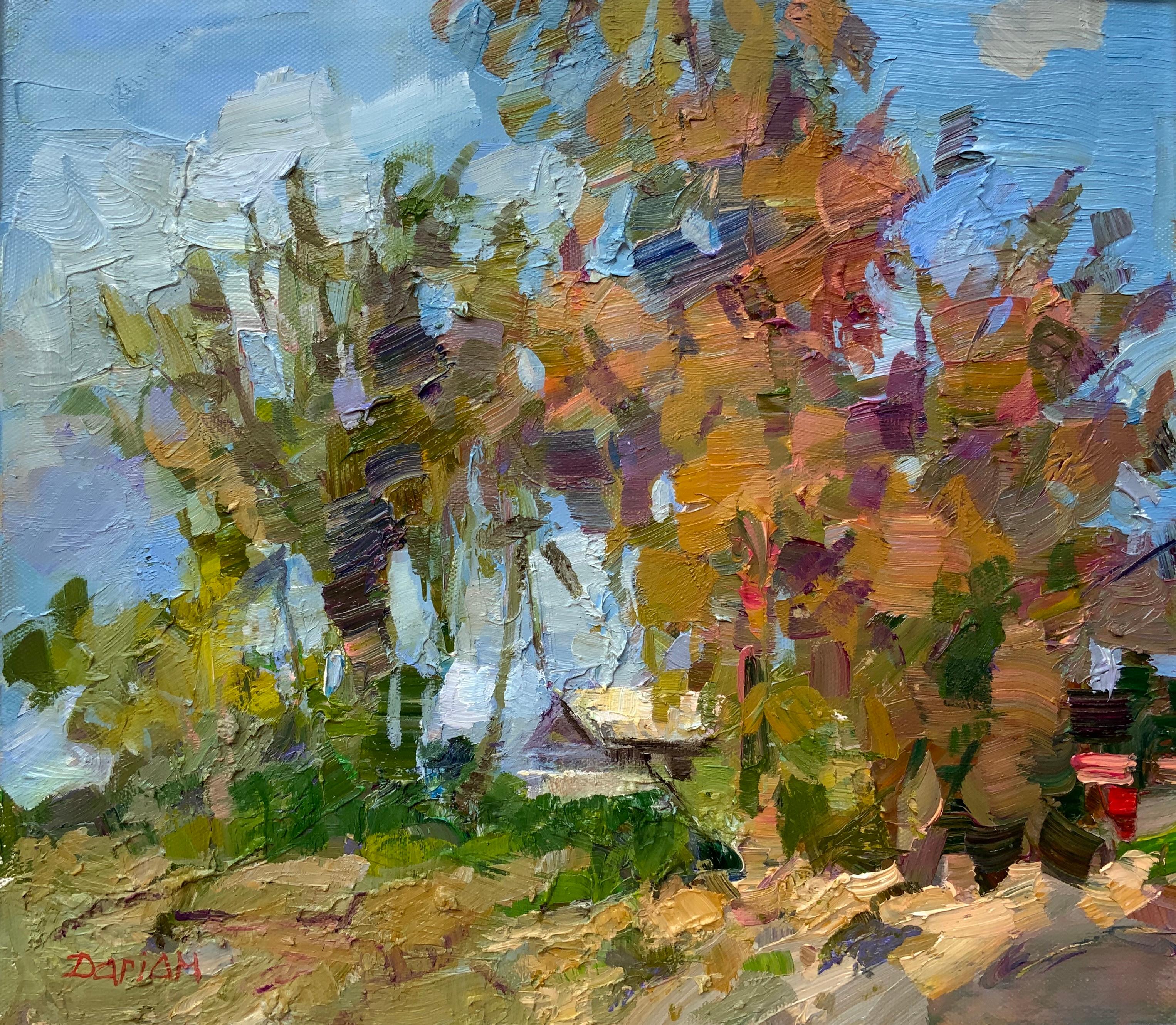 Daria Molostnova Landscape Painting - House Under the Ironwood - Hawaiian landscape, impressionism, American art