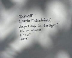 Impatiens in Sunlight. Floral still life, vibrant colors, sunlight, expressive