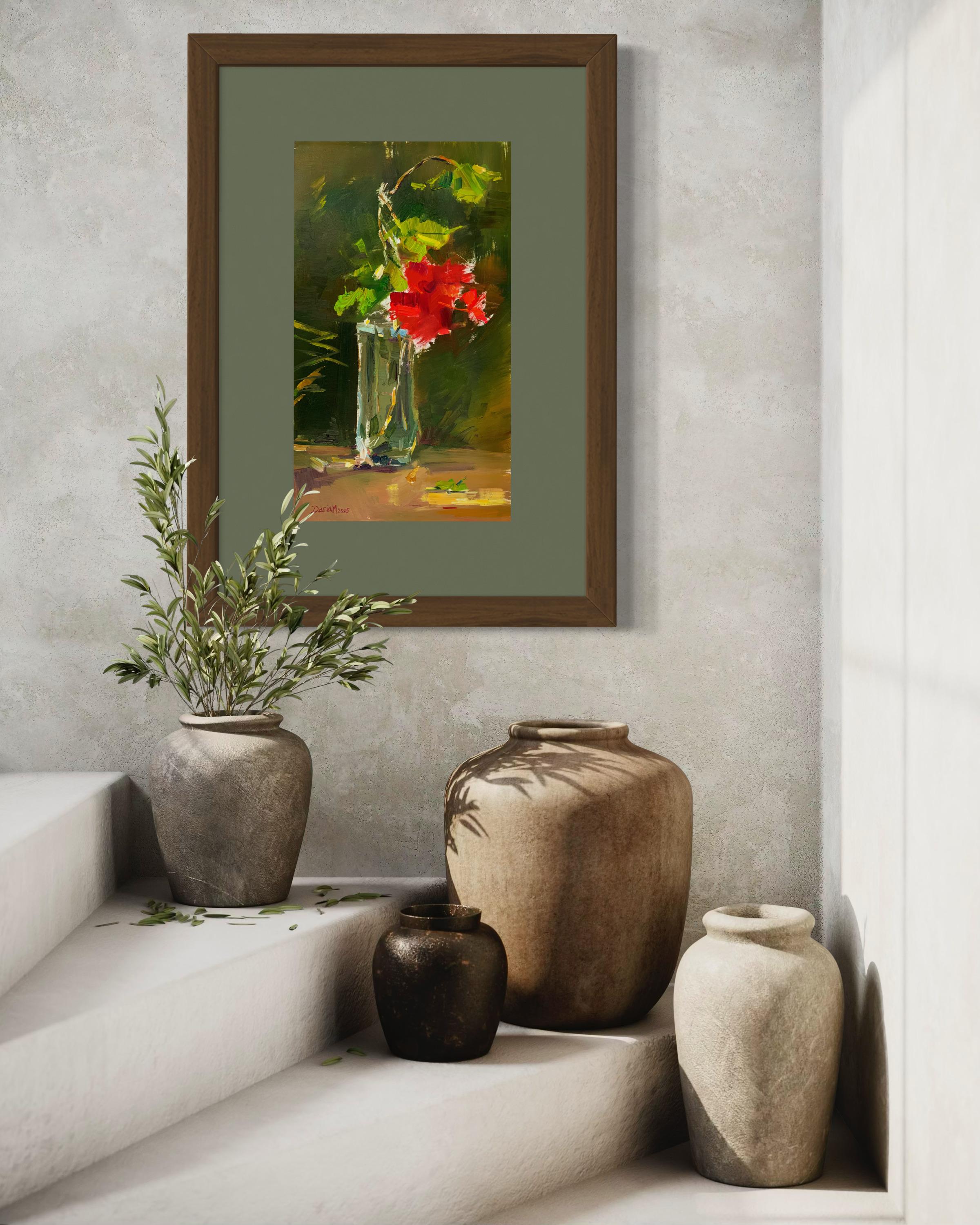 Roter Hibiskus in der Sonne (Zeitgenössisch), Painting, von Daria Molostnova