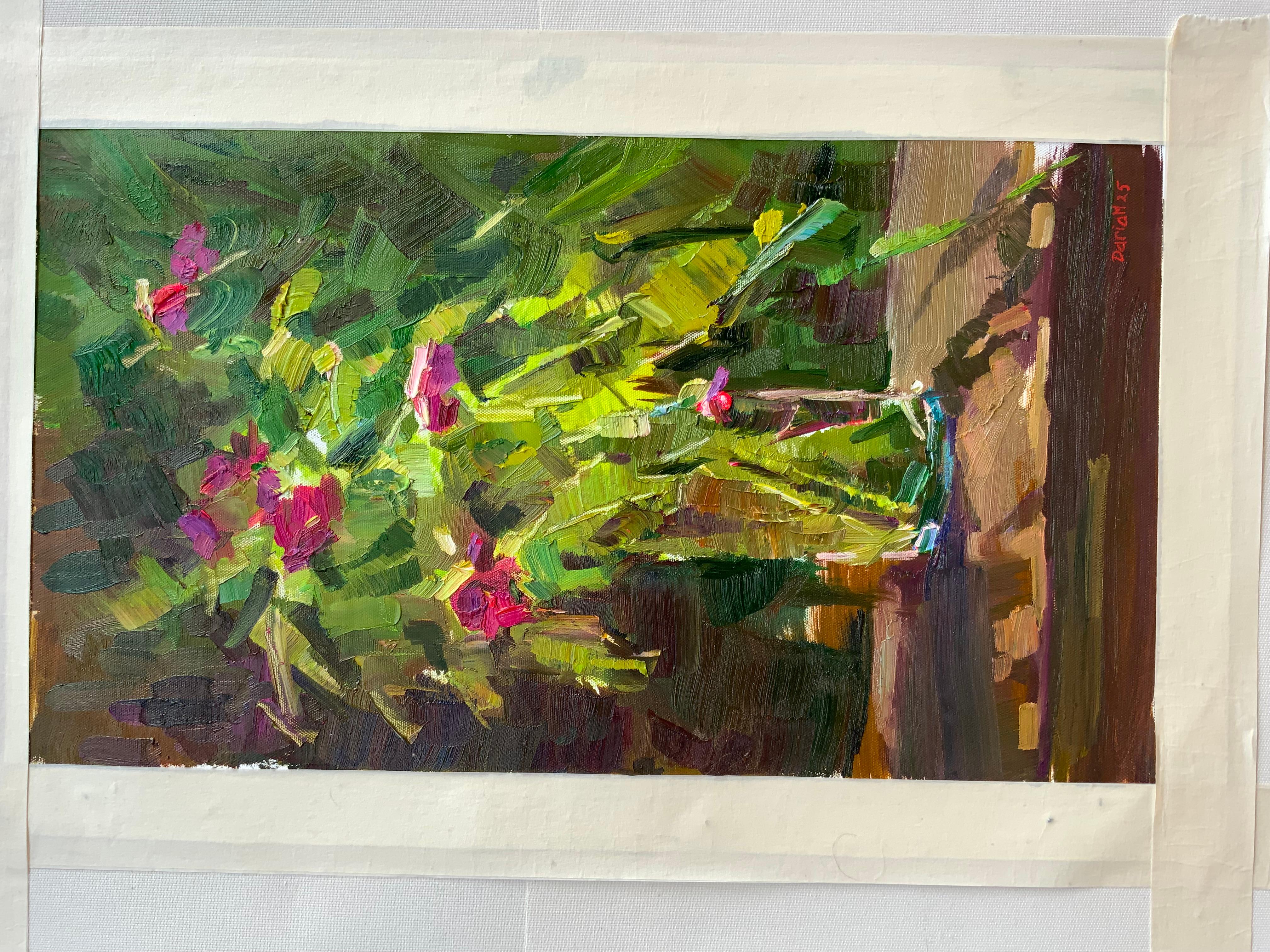 Impatiens in Sunlight - Post-Impressionist Painting by Daria Molostnova
