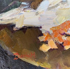 In the Garden Shade. Fruit Still Life, Mandarins, Red Wine, Garden Table, Oil
