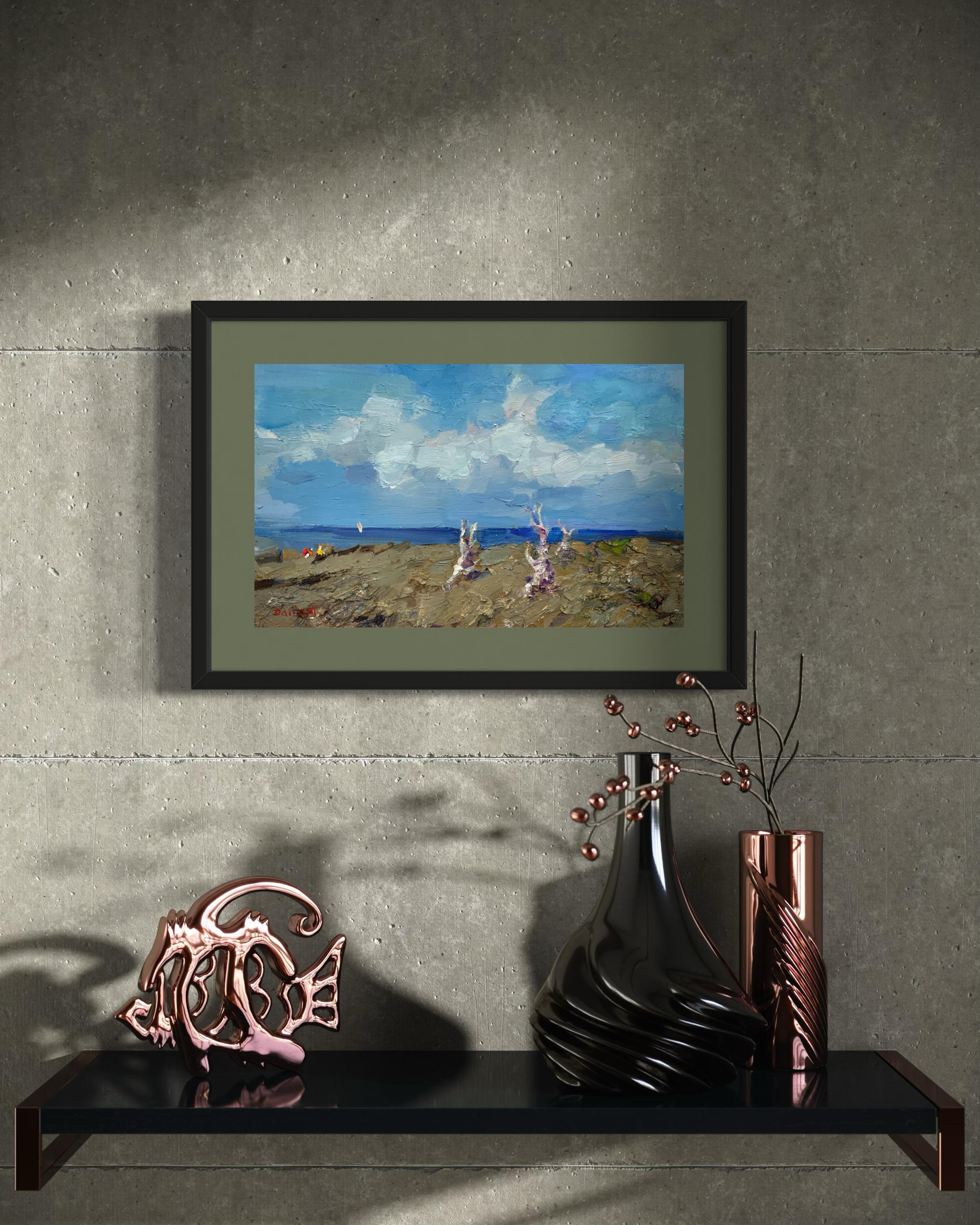 Landscape With Dry Trees. Summer, plein air, textured painting, realism. For Sale 5