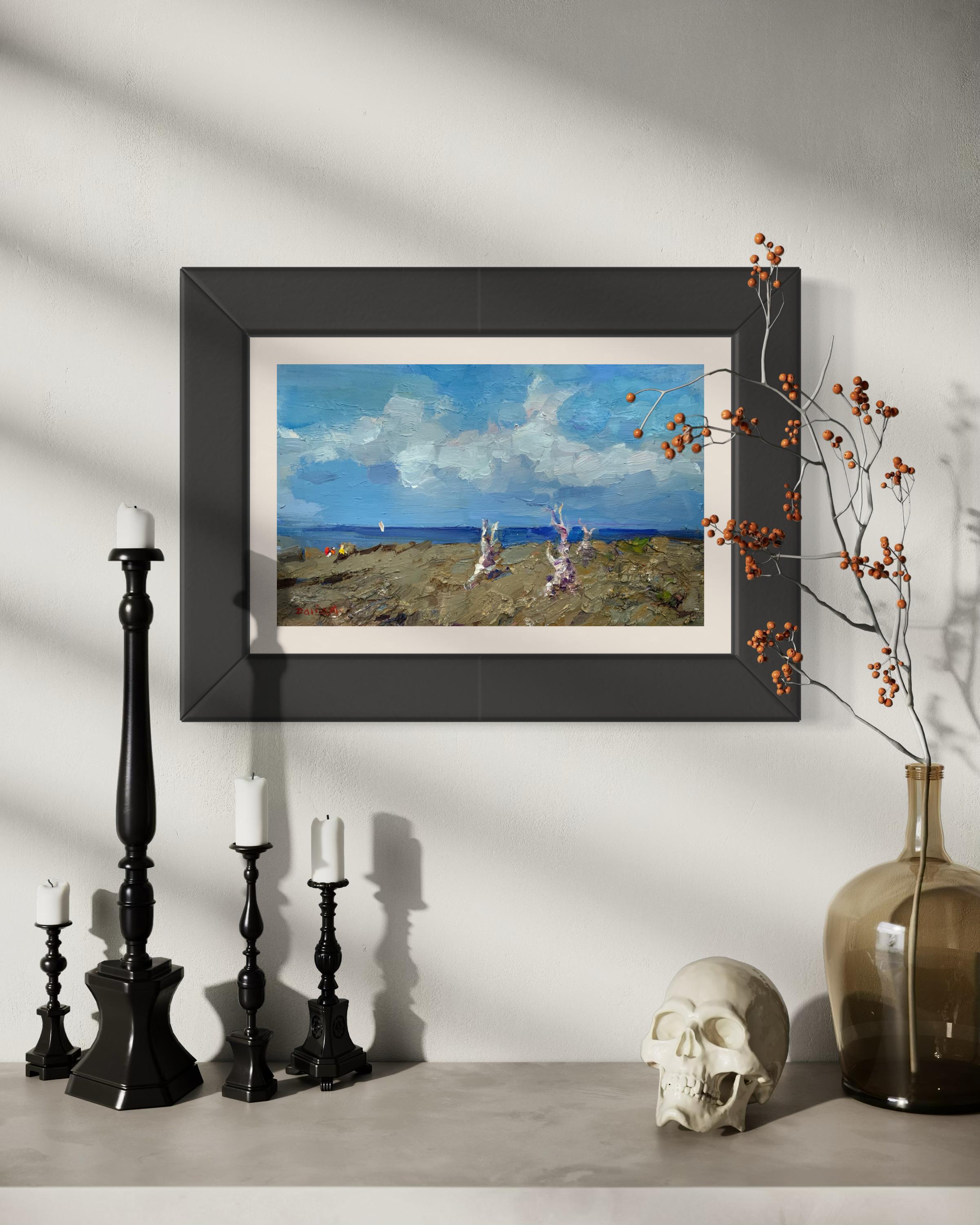 Landscape With Dry Trees. Summer, plein air, textured painting, realism. For Sale 2