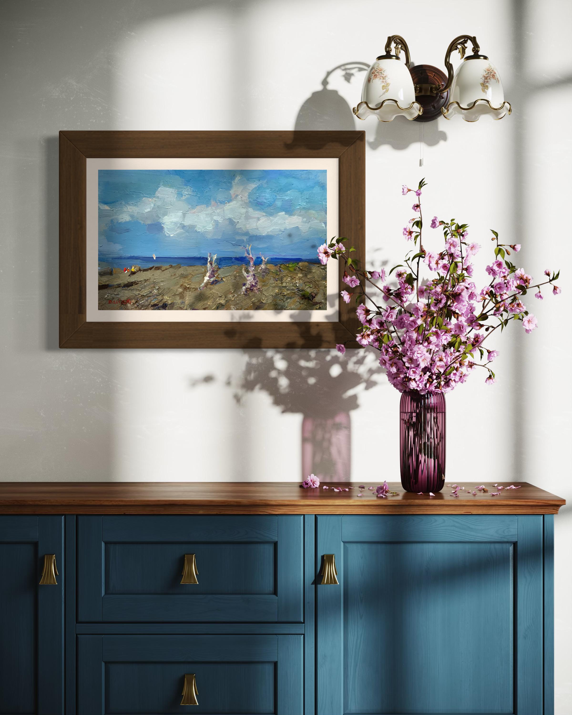 Landscape With Dry Trees. Summer, plein air, textured painting, realism. For Sale 4