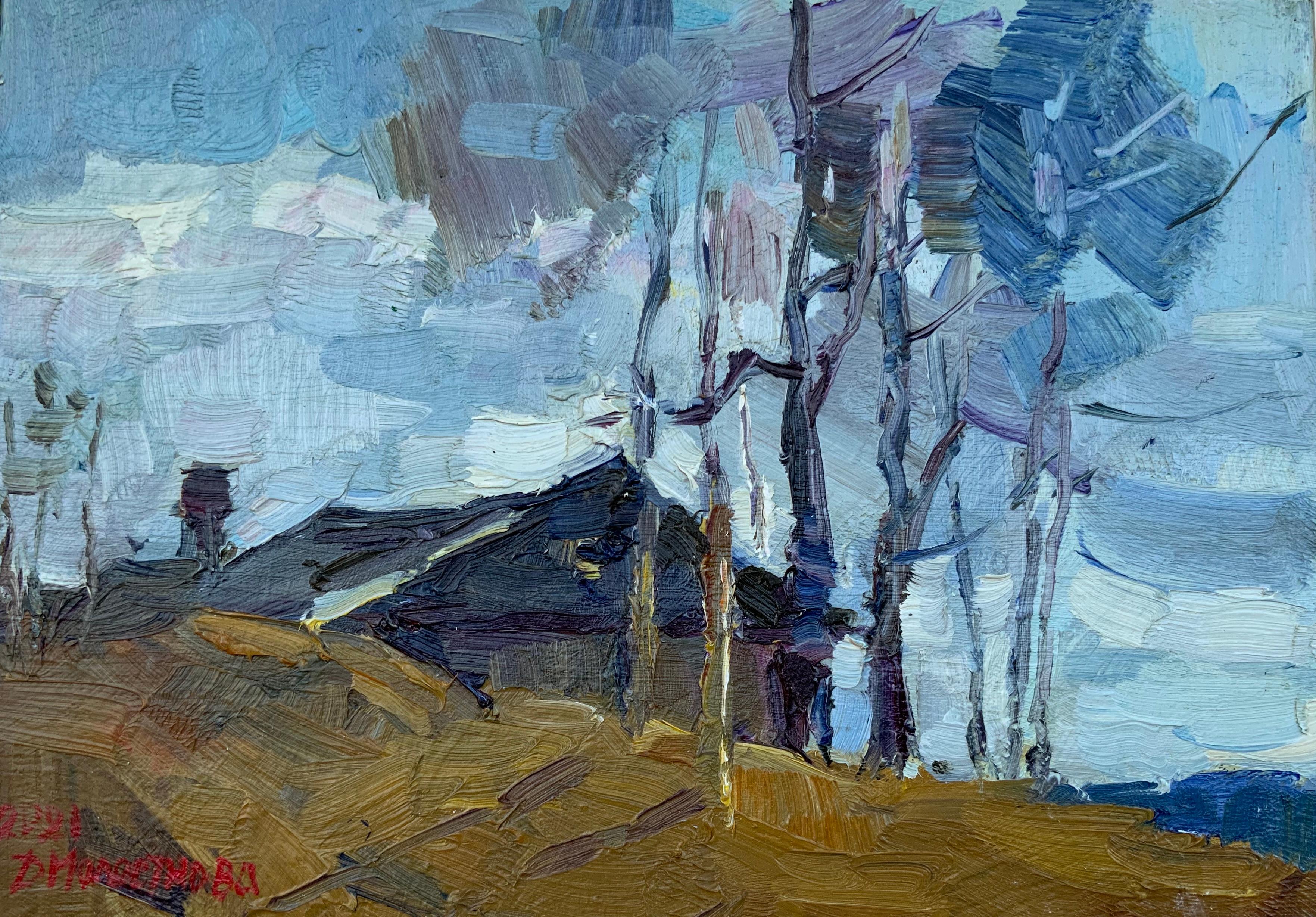 Late Fall. Autumn landscape, moody sky, quiet countryside, plain air