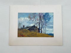 Late Fall. Autumn landscape, moody sky, quiet countryside, plain air