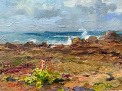 Lava Cliffs - Hawaii Landscape Painting, Ocean Sky, Plein Air, American Artist
