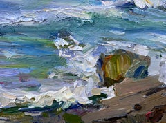 Surf matinal sur les rochers. Hawaii Seascape, Coastal Waves, Marine Art, Plein Air