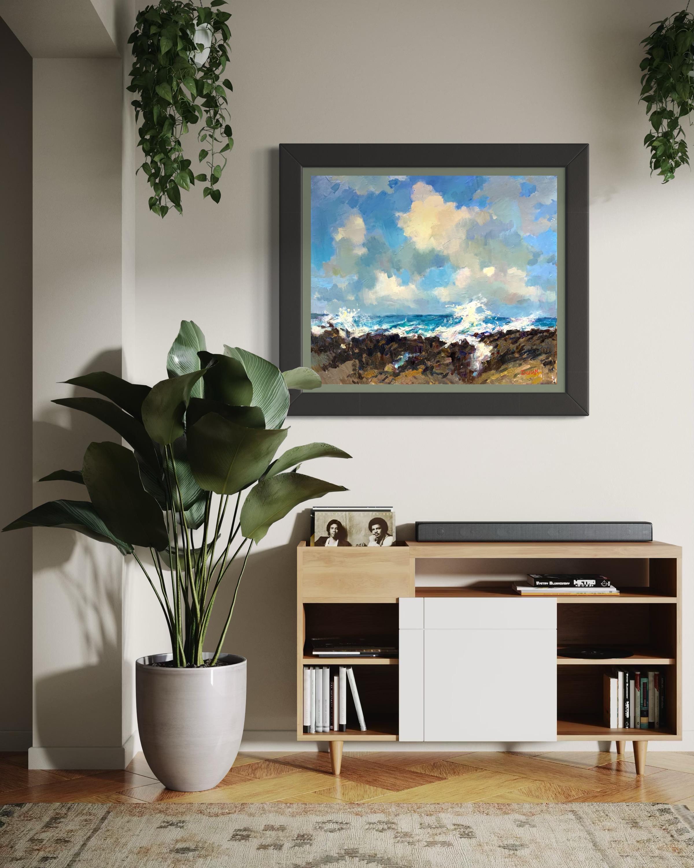 Cette peinture a été entièrement réalisée sur le vif pendant l'hiver sur la côte nord d'Oahu, à Hawaï. 

