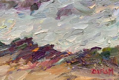 Piece of Ocean. Abstract seascape, ocean painting, dusk light, impressionism