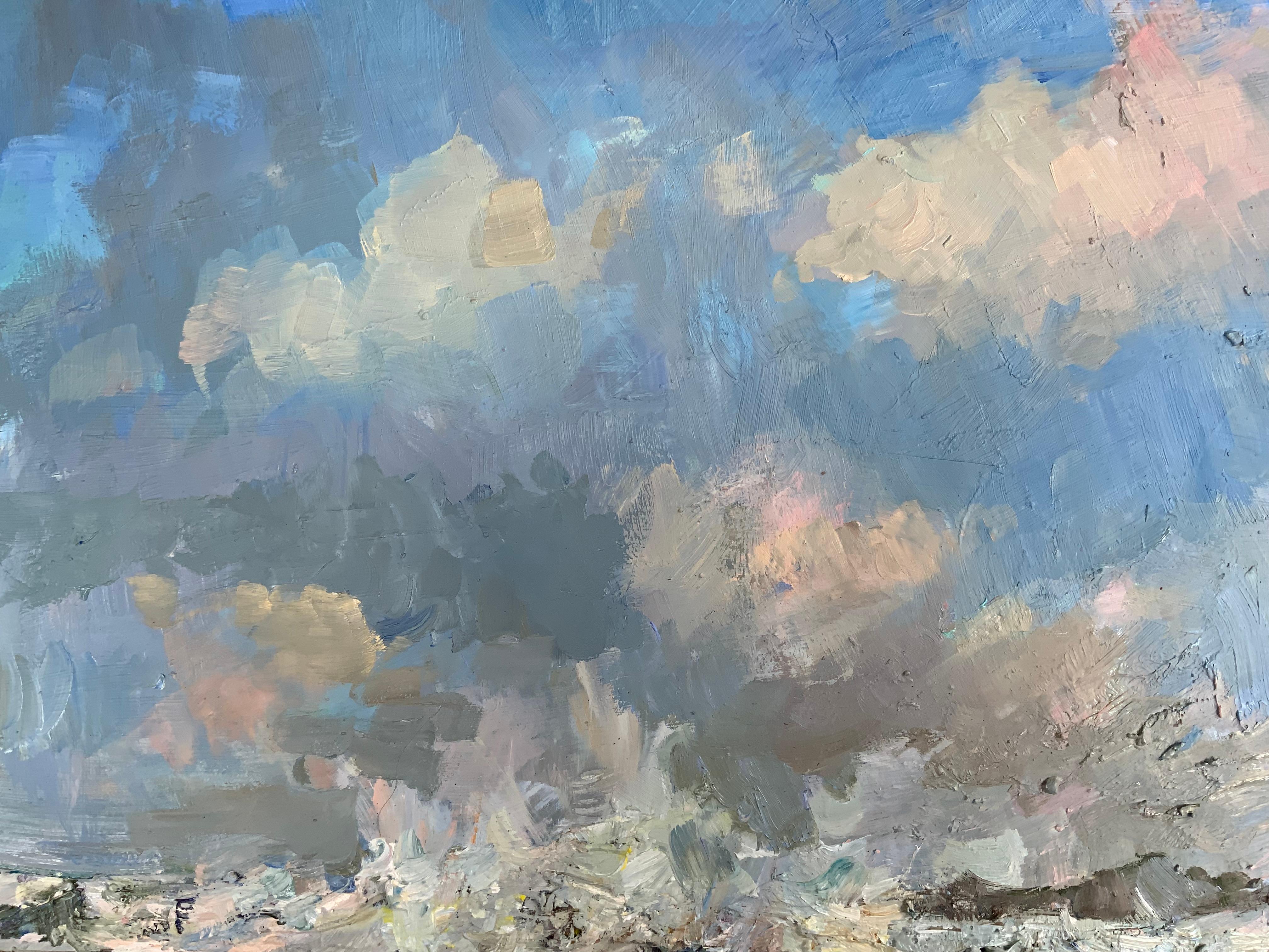 Mit den Wellen im Morgensturm spielen. Winter, Nordküste, Sturm (Blau), Landscape Painting, von Daria Molostnova