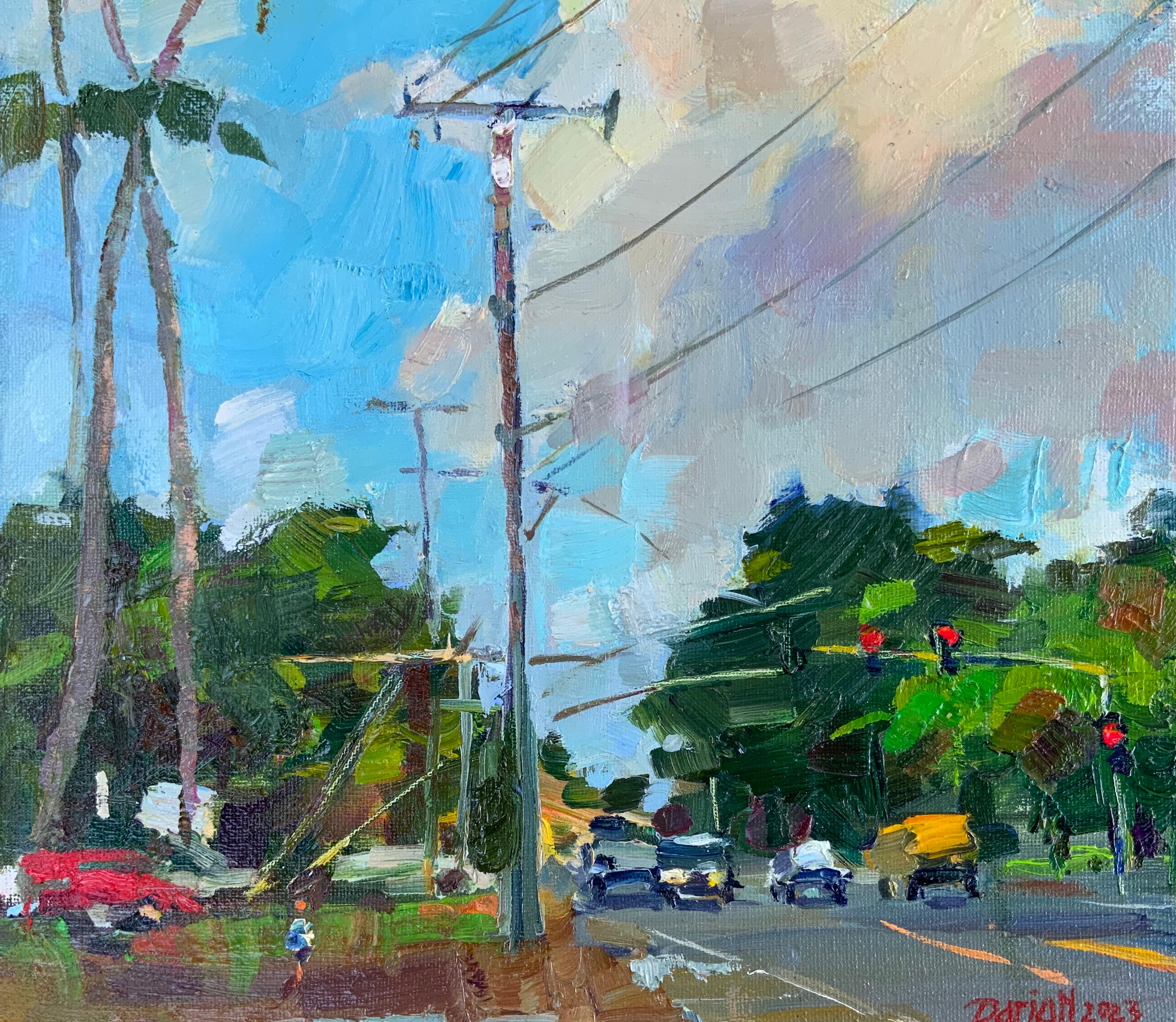 Kreuzung Pupukea/Kam Hwy (Blau), Landscape Painting, von Daria Molostnova