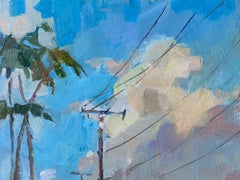 Pupukea. Hawaiian urban landscape, rainy street, evening light, plein air