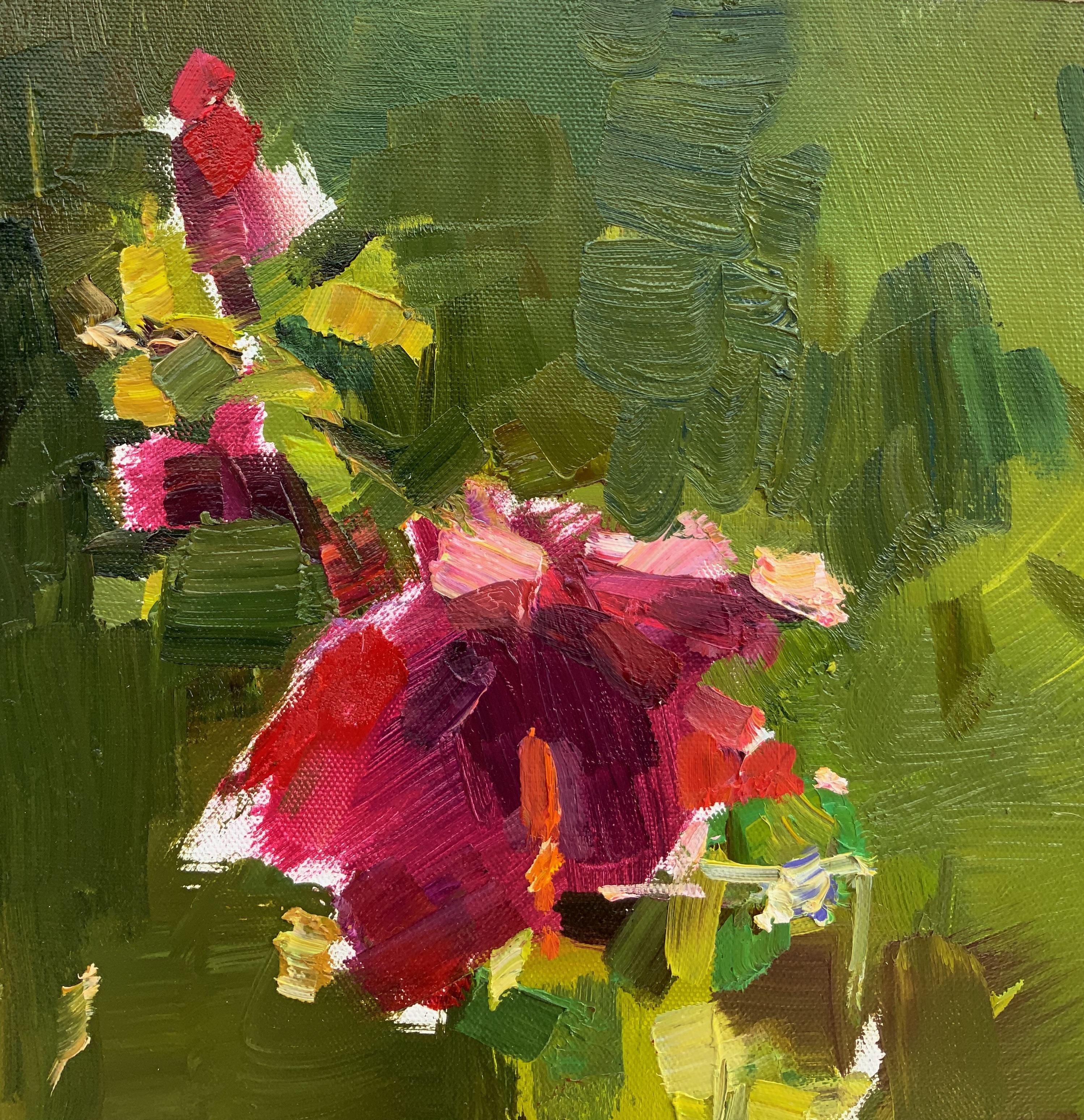 Red Hibiscus - Painting by Daria Molostnova