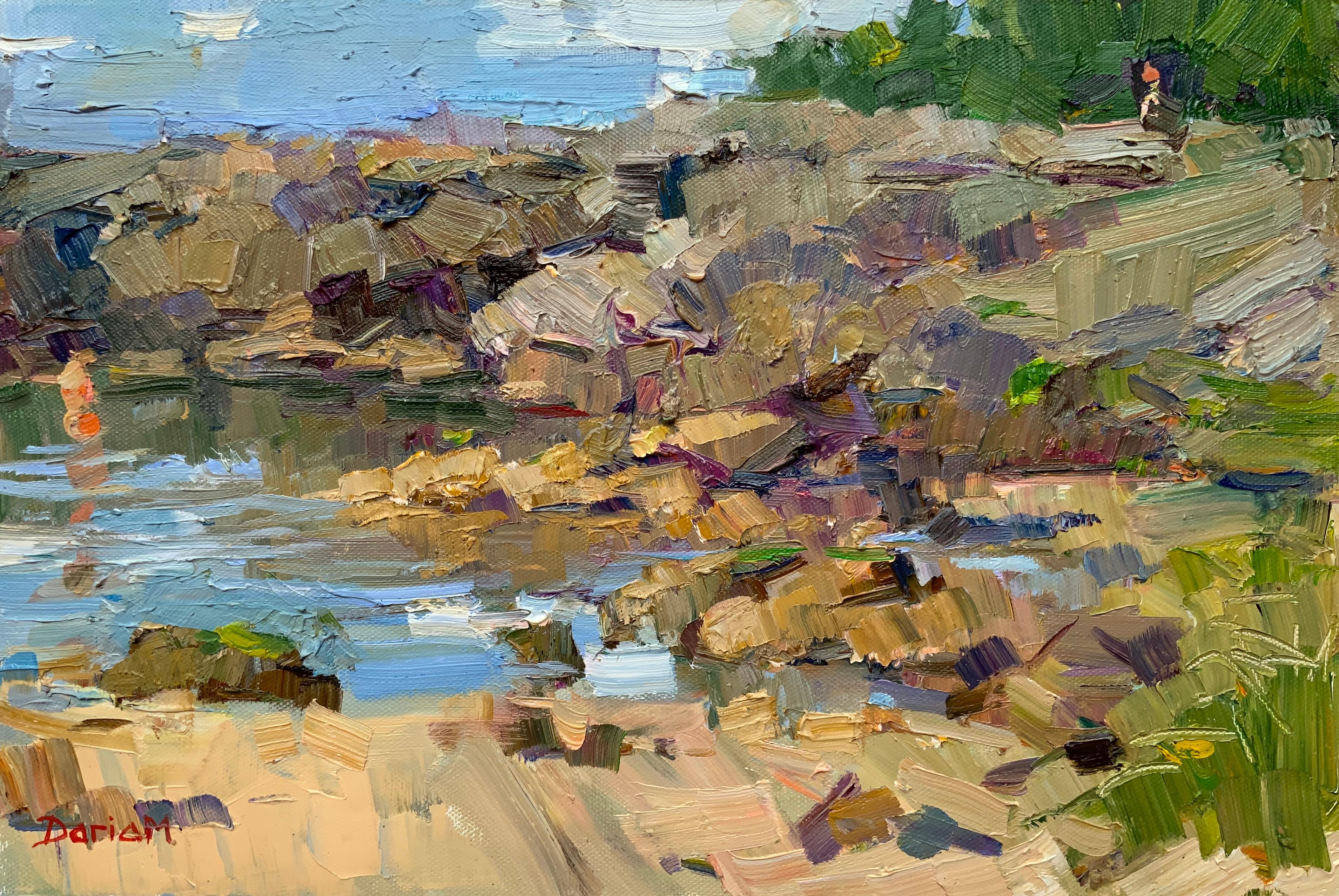 Rock Pool - Hawaiian landscape, American artist, ocean painting, plein air