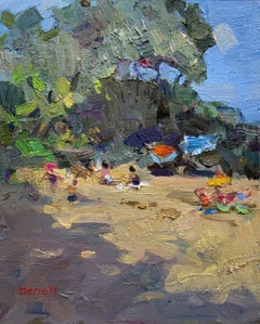 Shade on the Beach. Hawaii Beach Scene, Tropical Shade, Coastal Light, Plein Air