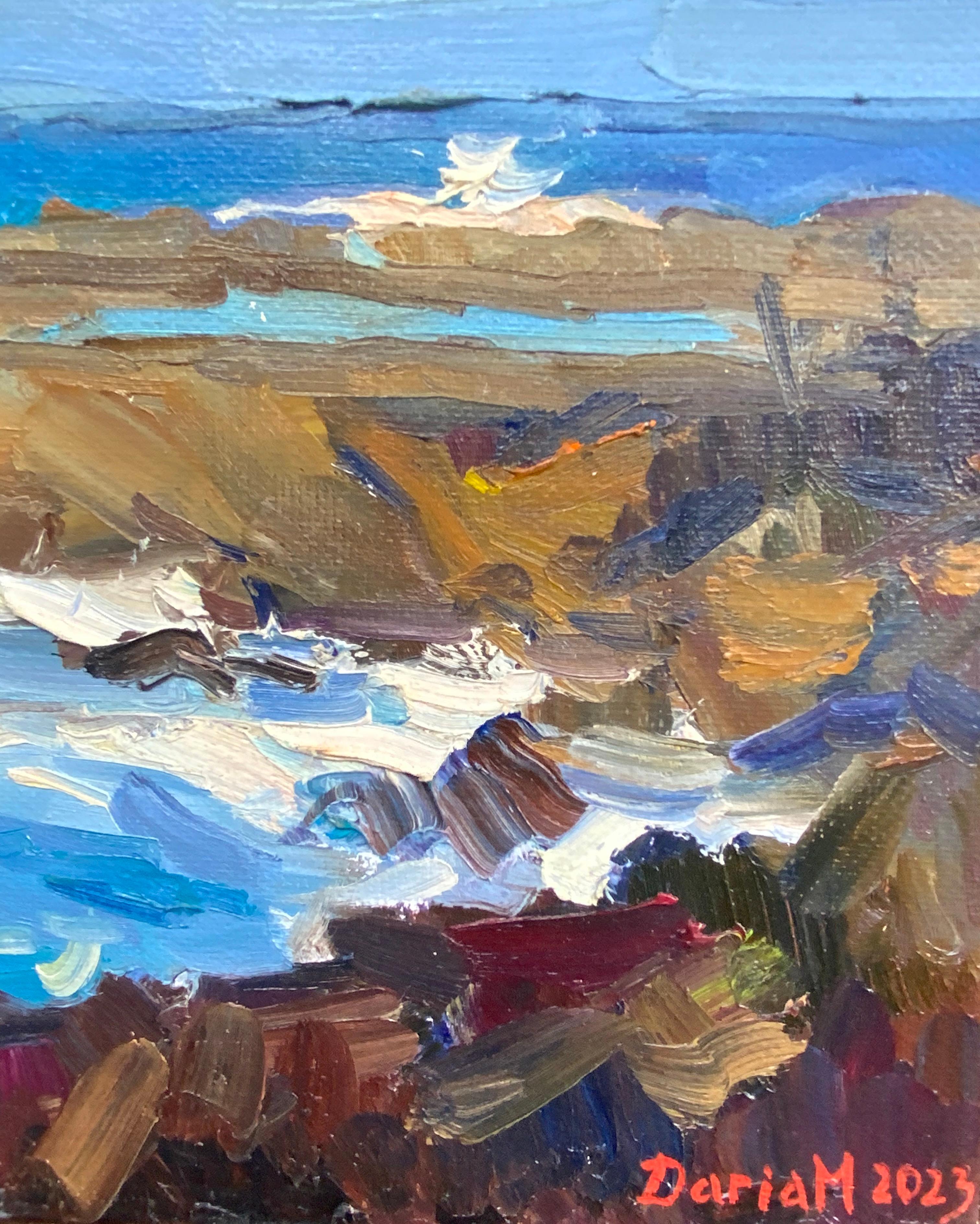 Haifischbucht (Blau), Landscape Painting, von Daria Molostnova