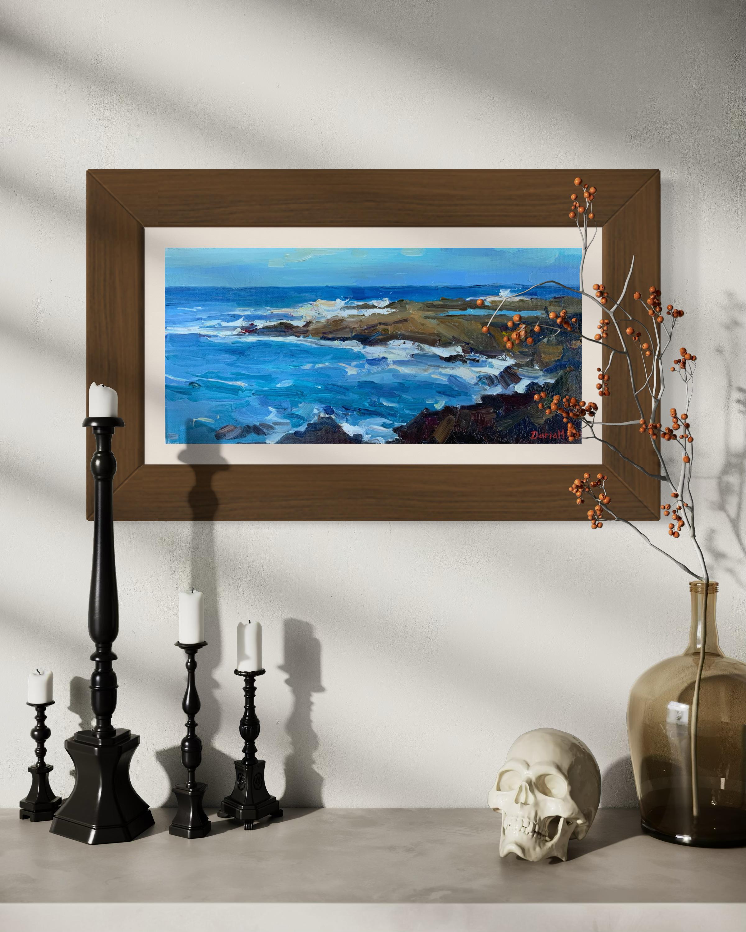 Sharks Cove - Blue Landscape Painting by Daria Molostnova