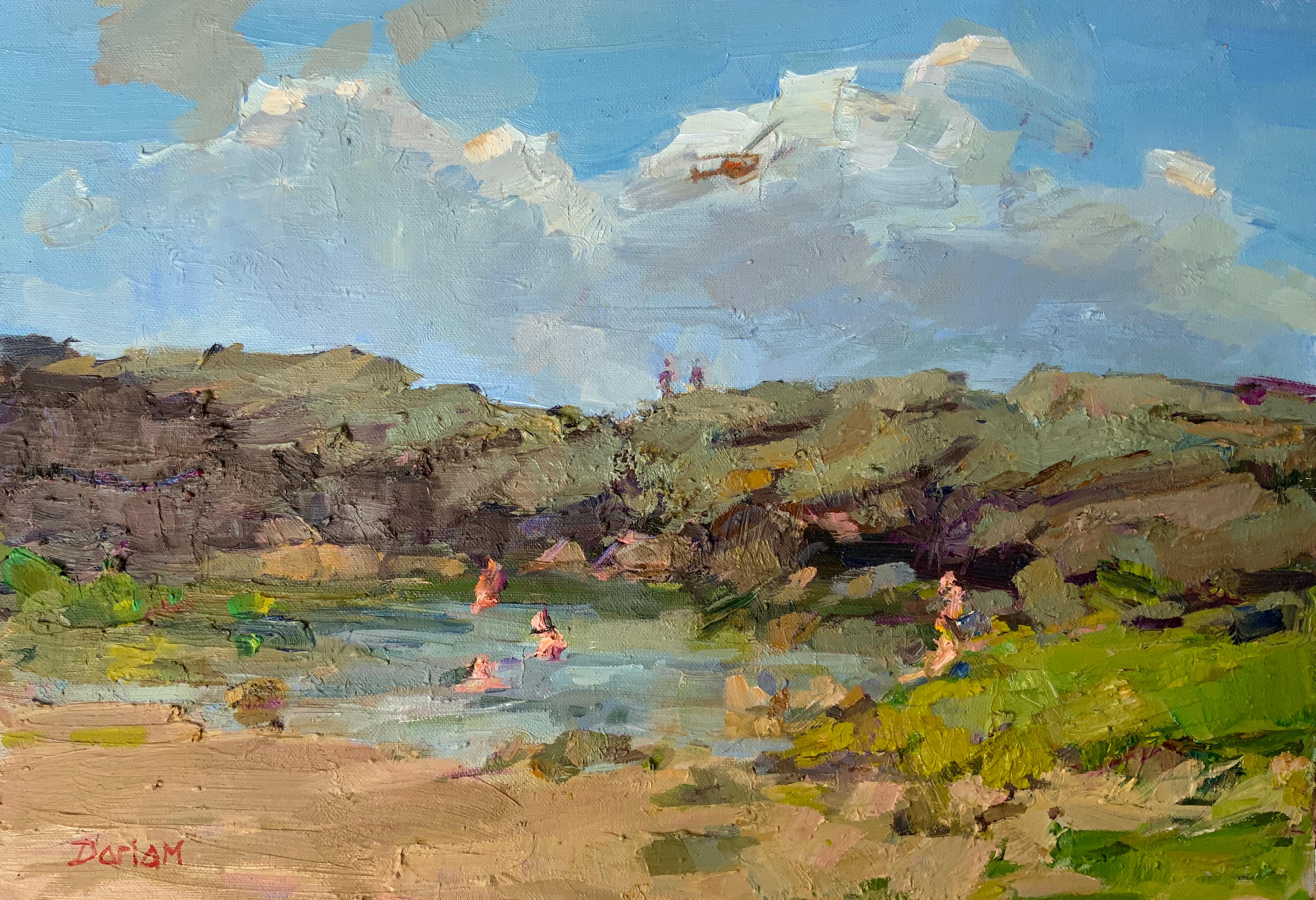 Shore Pool - Hawaiian coast, ocean pool, impressionism, marine art, American art