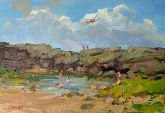 Shore Pool - Hawaiian coast, ocean pool, impressionism, marine art, American art