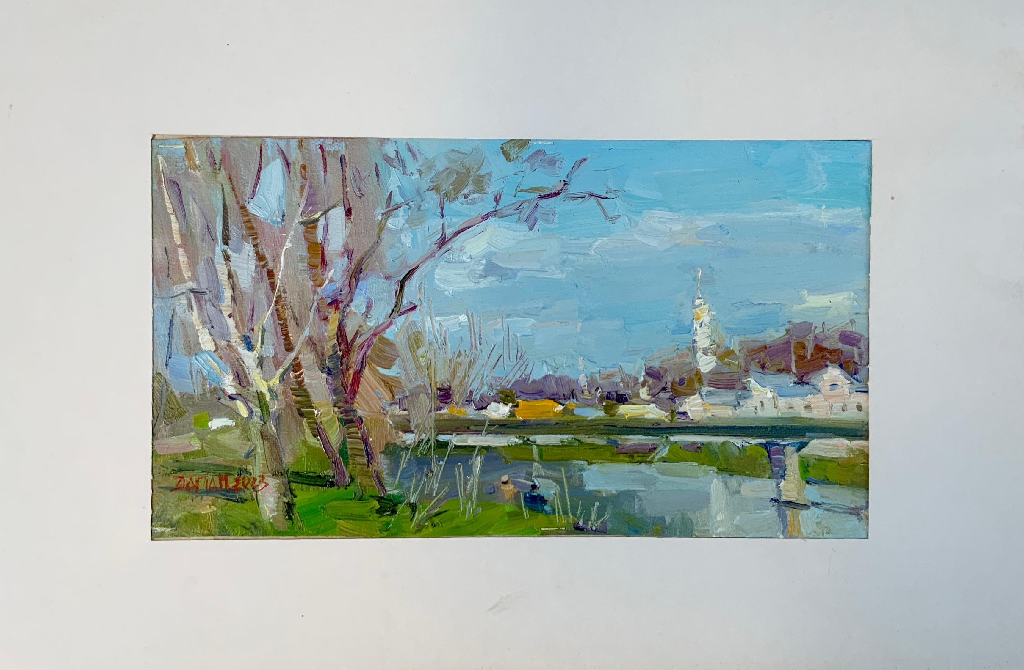 Spring Fishing - Painting by Daria Molostnova