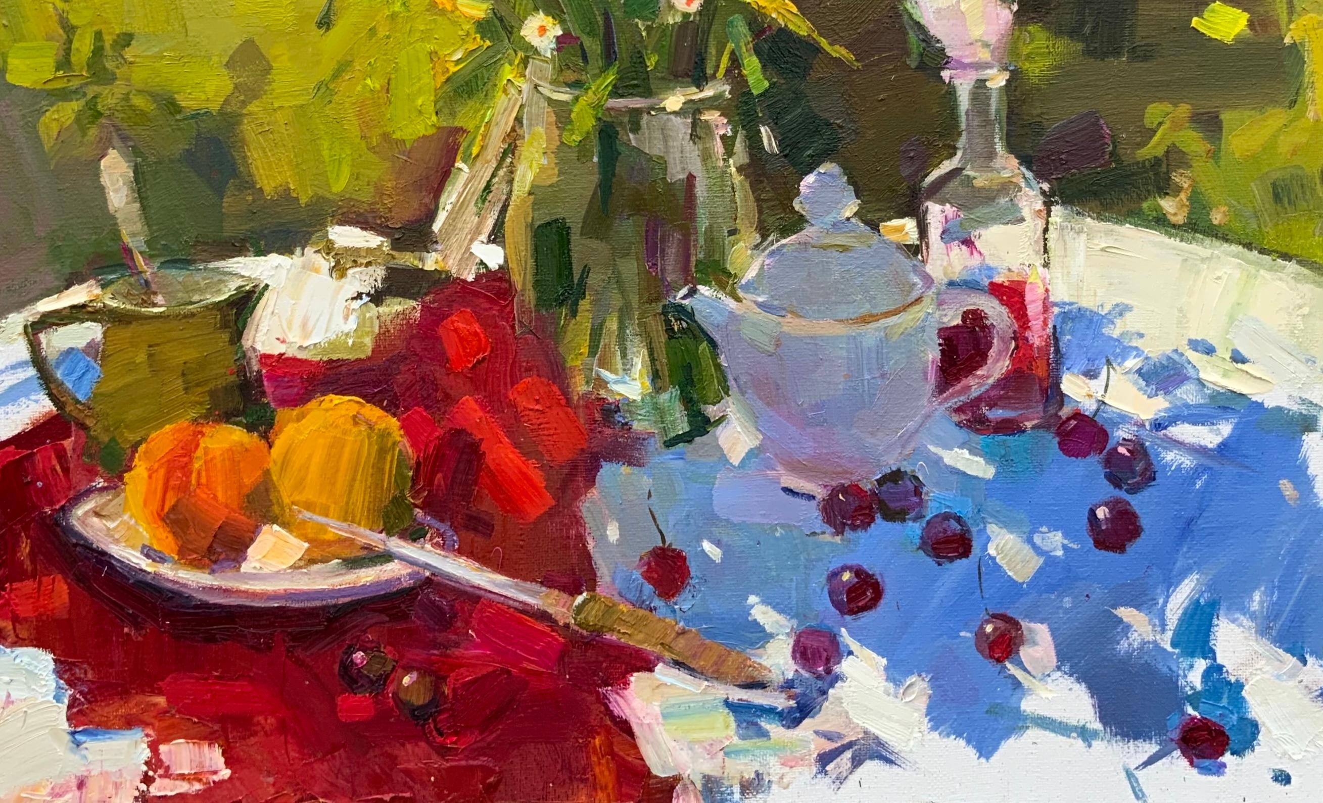 Summer Still Life in the Garden – Painting von Daria Molostnova