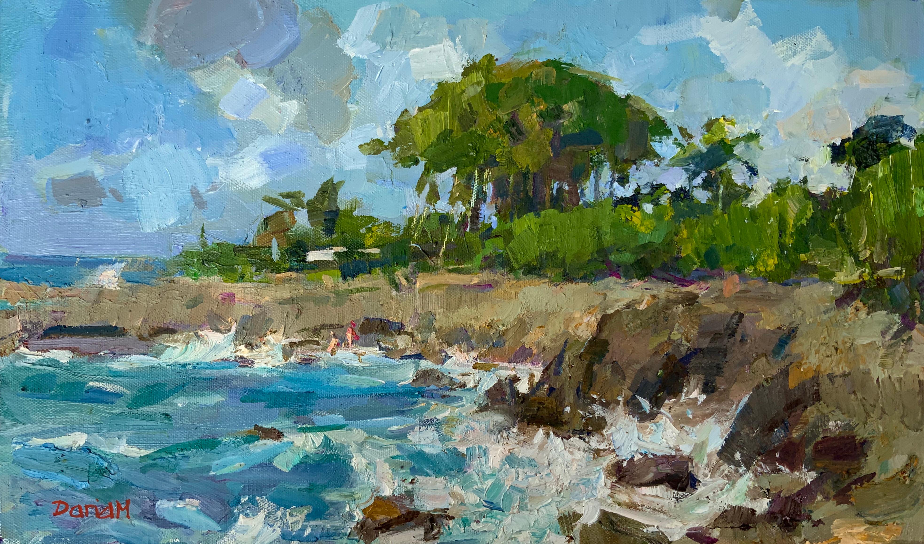 Daria Molostnova Landscape Painting - Summer Surf - Hawaiian Seascape, Ocean Waves, Plein Air Landscape, American Art