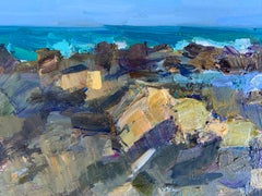 Sunset Light on the Rock. Coastal landscape, stone textures, evening light