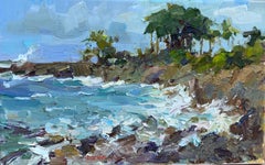 The Big Tree. Coastal seascape, ocean waves, rocky bay, Hawaiian landscape, plei
