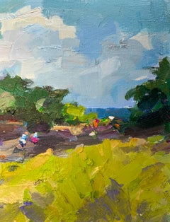 The Road to the Ocean. Coastal landscape, ocean view, plein air, textured