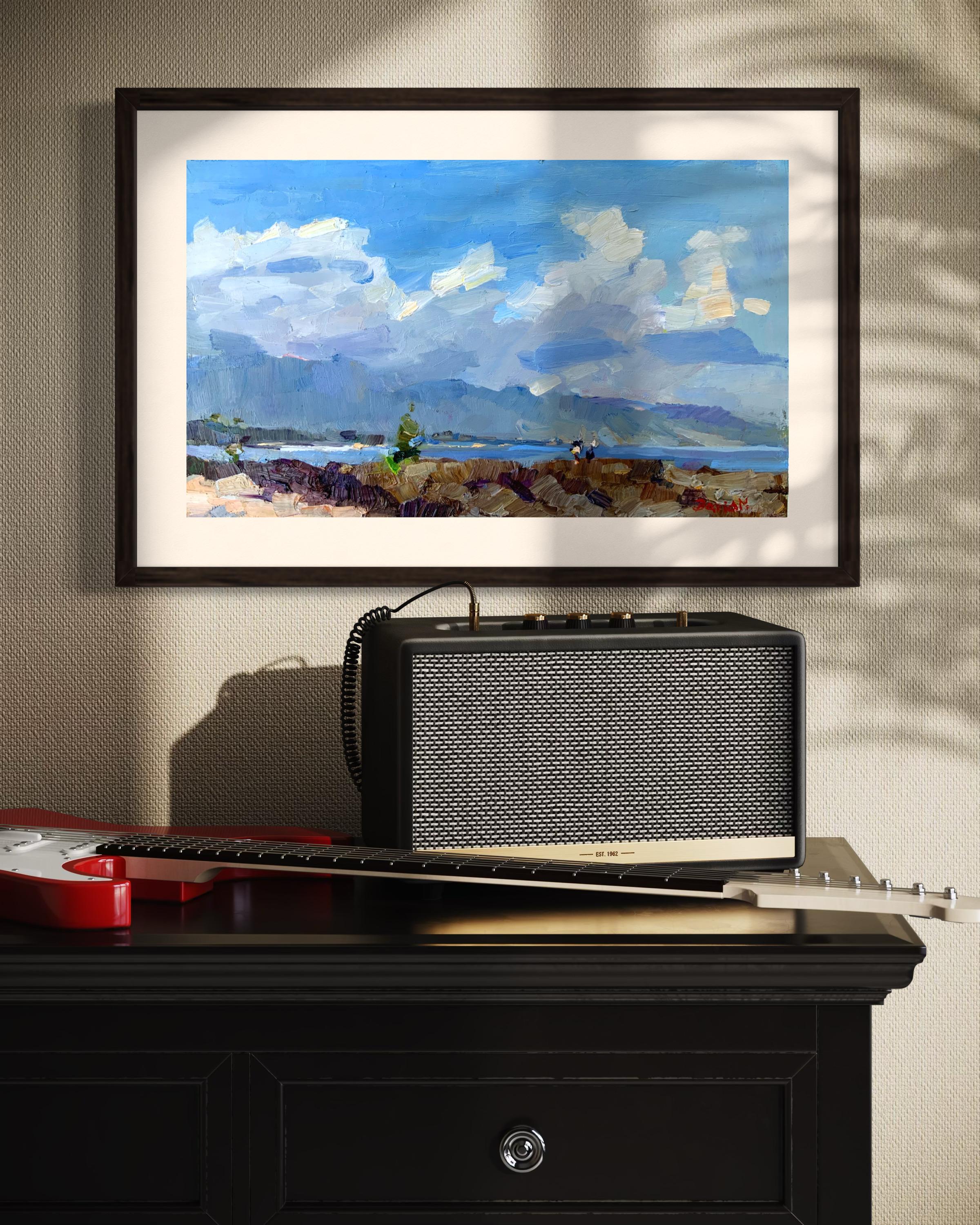 Quando le nuvole si alzano - Landscape Painting Blu di Daria Molostnova