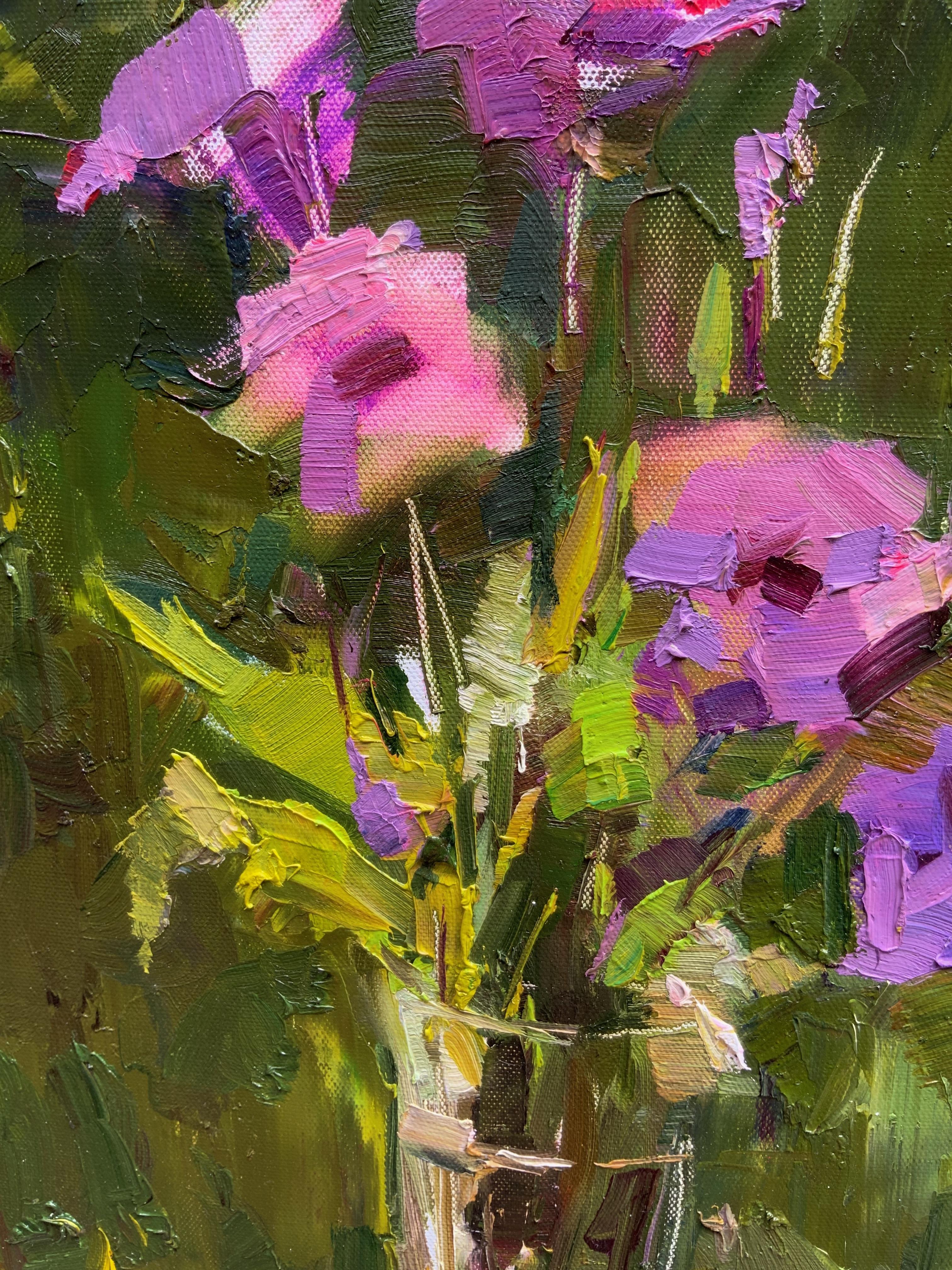 pétunia sauvage, ruellia, pétunia mexicain, fleurs violettes, nature morte, paysage hawaïen, peinture contemporaine, artiste américain, art américain

Nature morte minimaliste avec un pétunia sauvage. À Hawaï, cette fleur est connue sous le nom de