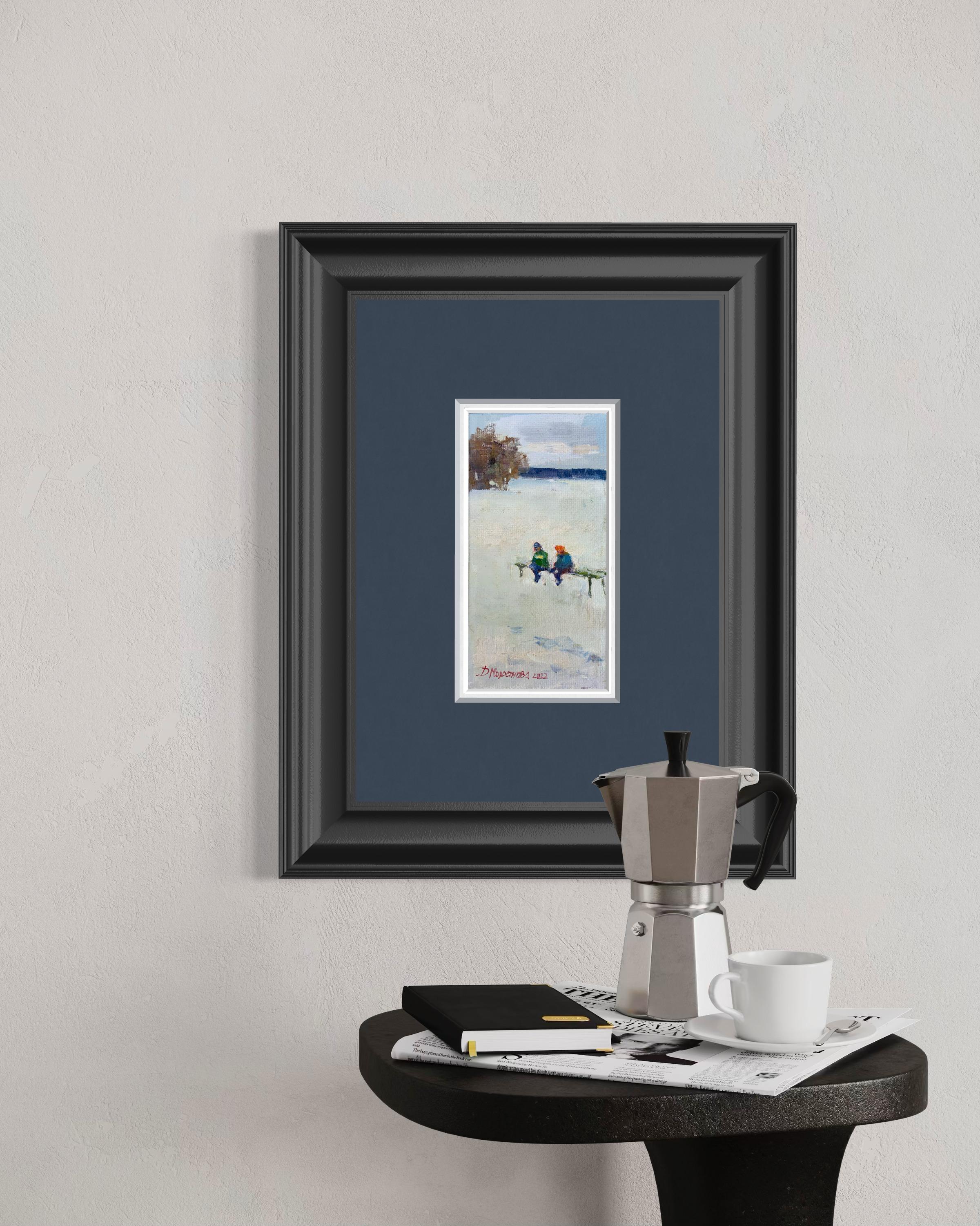 winter landscape, snow field, children, small painting, plein air, winter day, American art, Christmas, New Year gift, holiday art

A small painting begun from life and finished in the studio. Though modest in size, it is a complete work with a