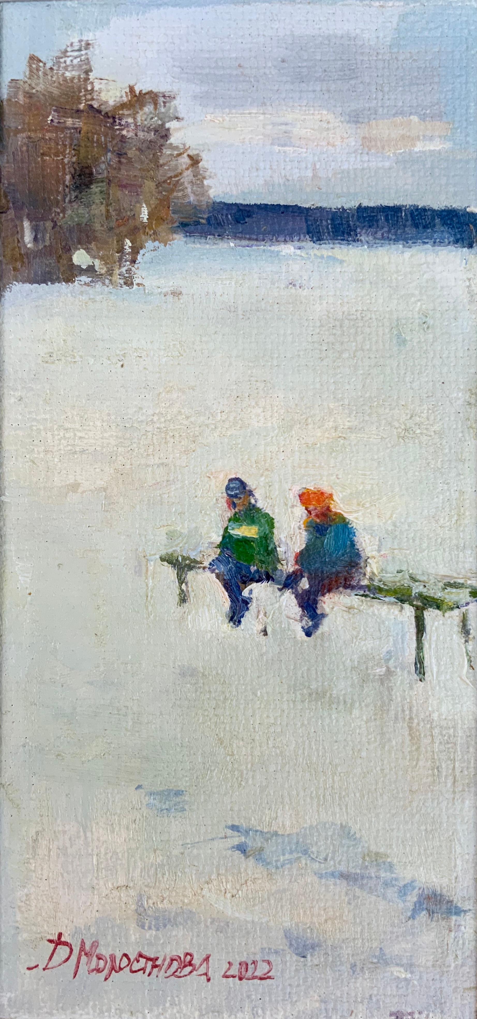 Daria Molostnova Landscape Painting - Winter Conversation