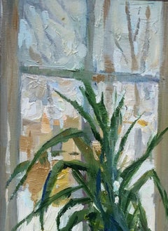 Winter Window. Interior scene, winter landscape, window light, quiet mood