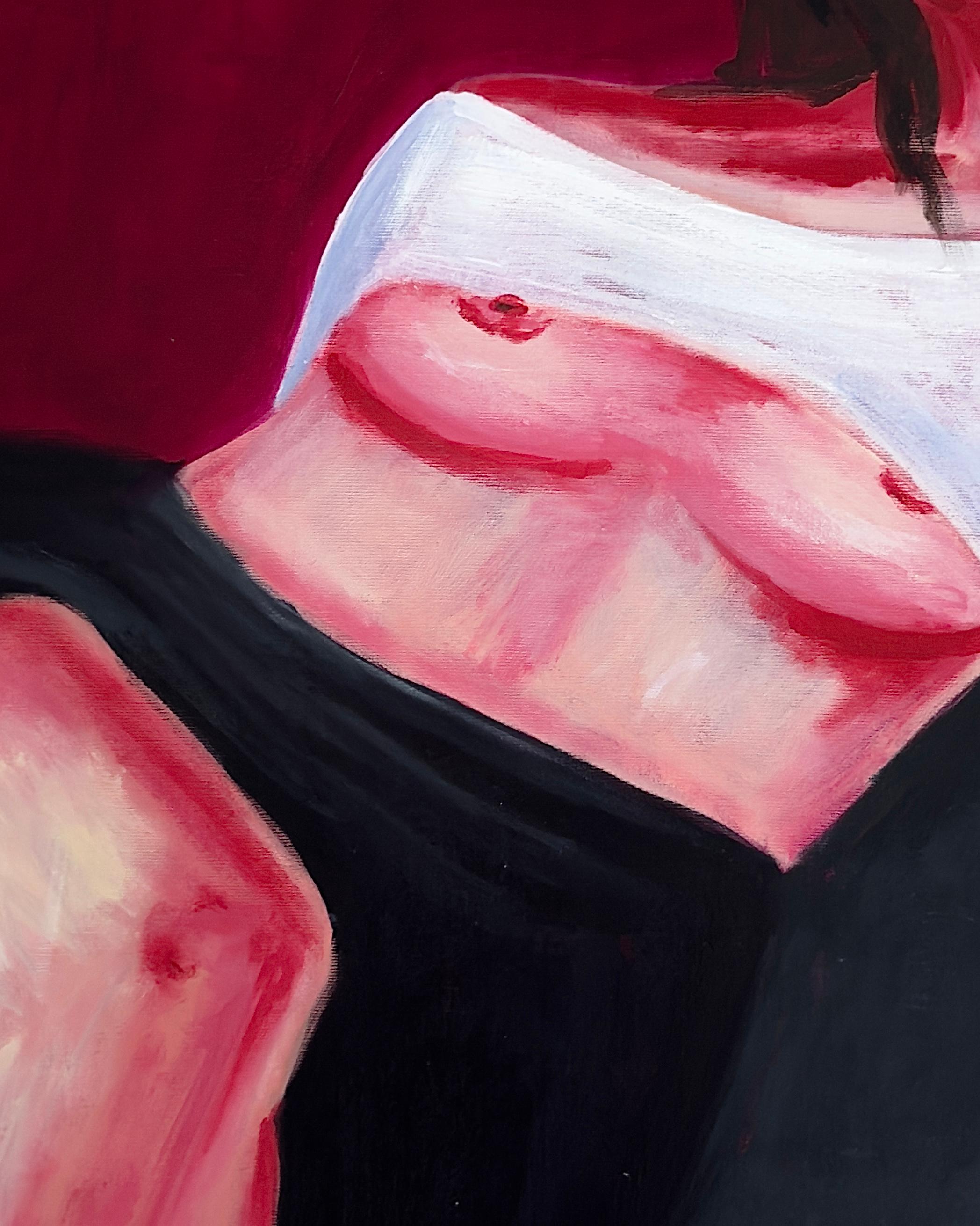 I Restez - Violet Figurative Painting par Daria Okhrimenko